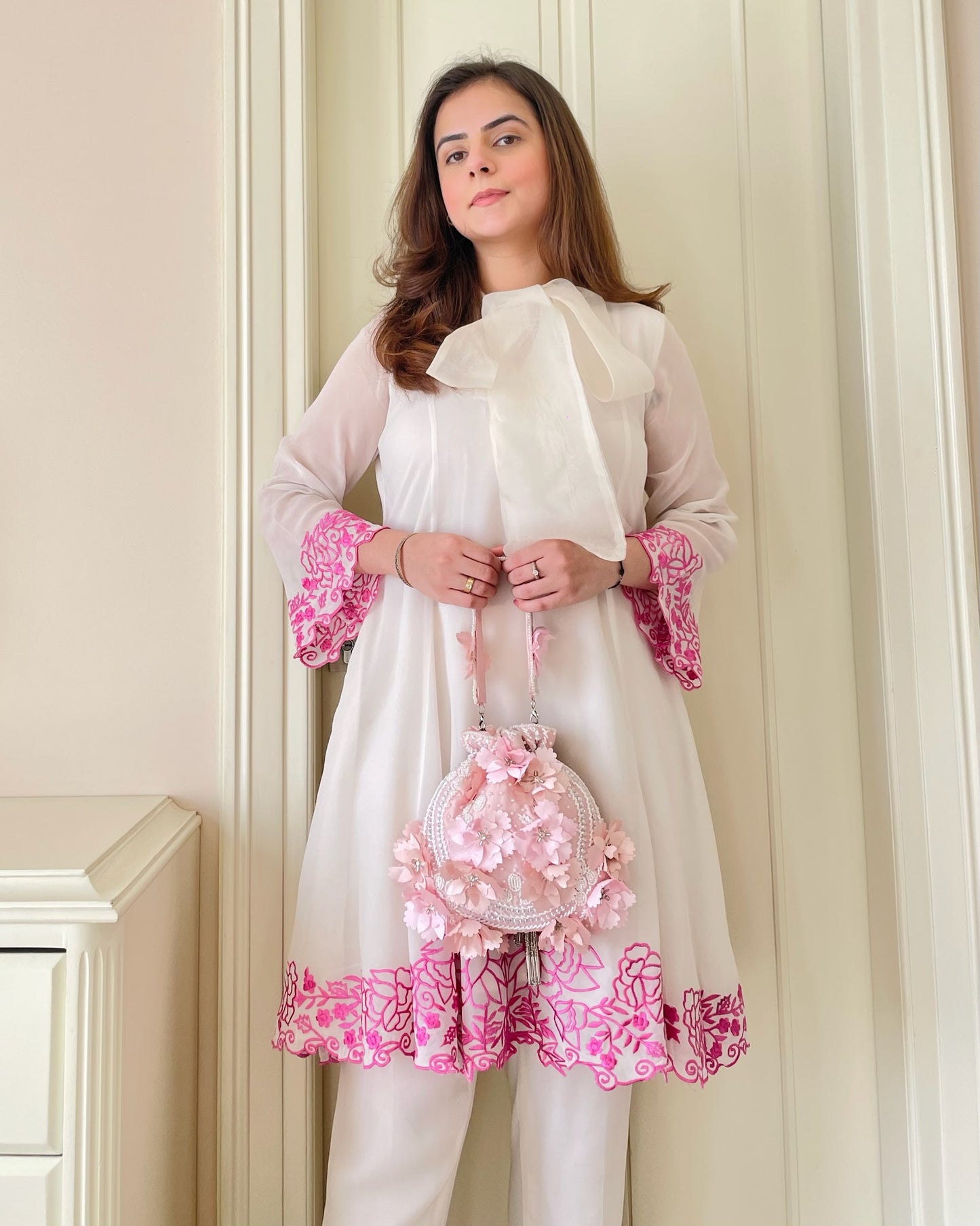 Ivory Blossom Georgette Co-ord Set