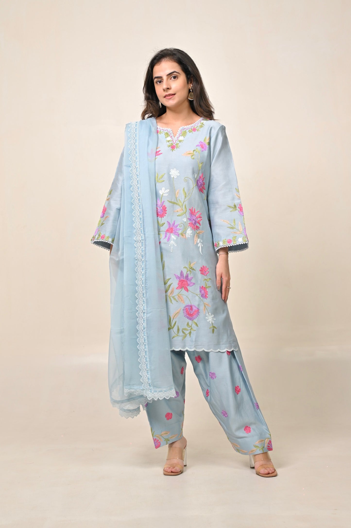 Azure Pure Chanderi Suit
