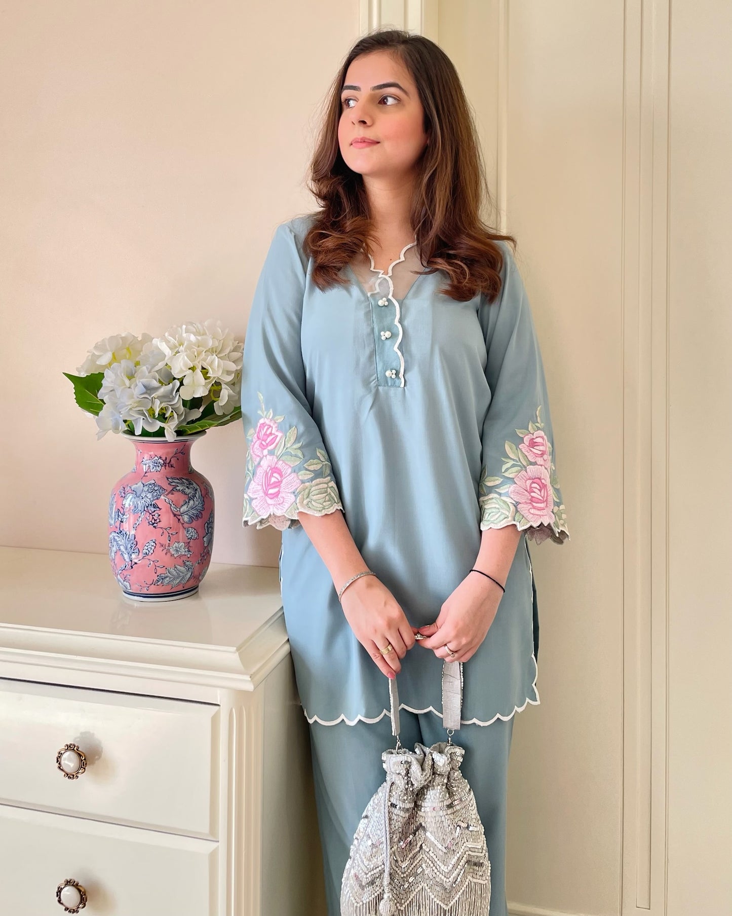 Blue Cotton Kurta Set
