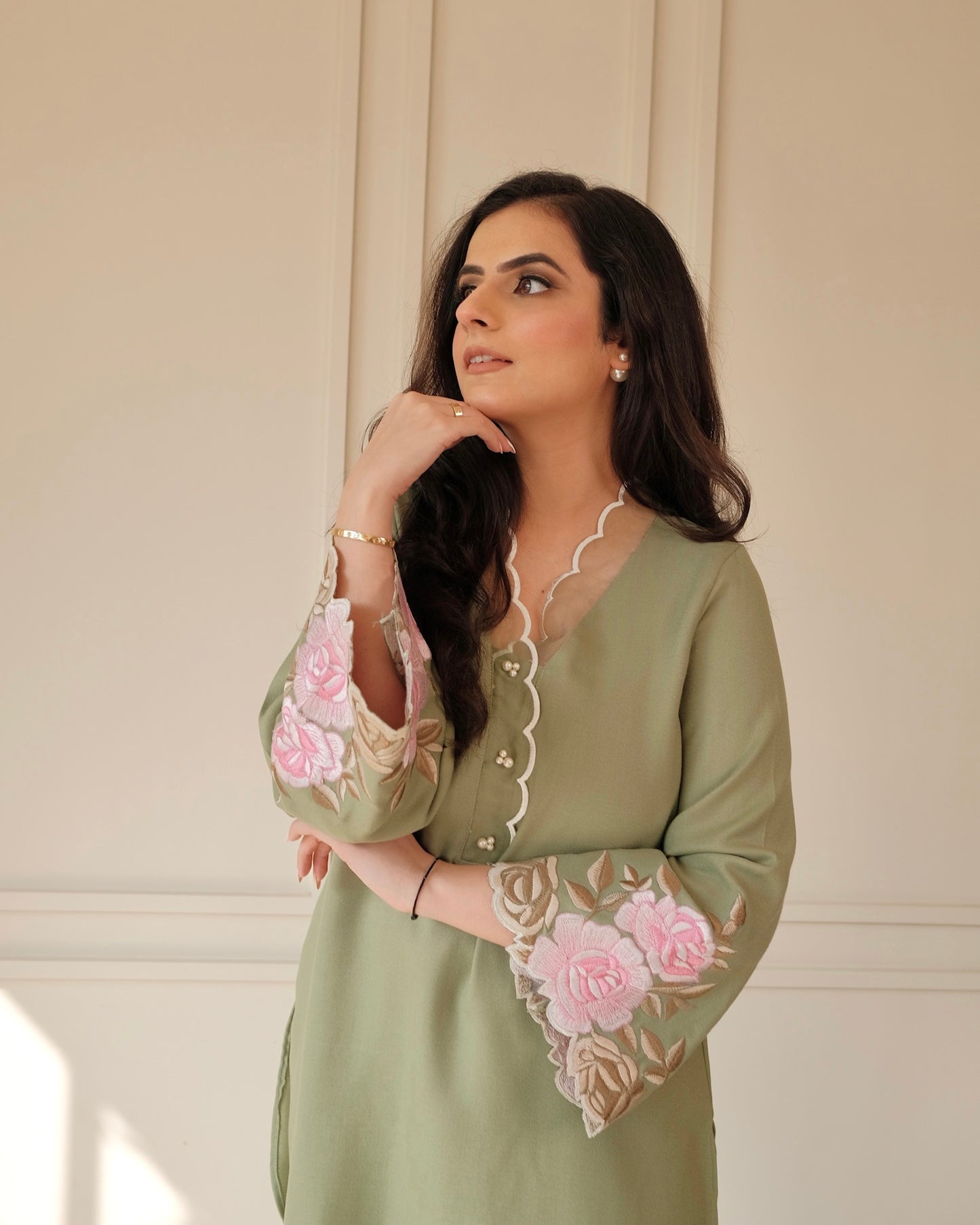 Sage Green Embroidered Co-ord Set