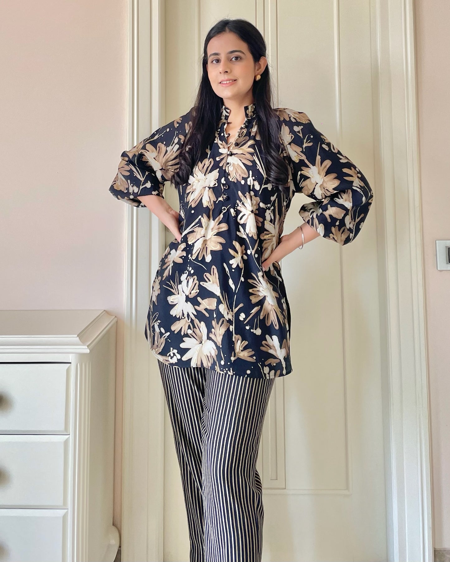 Noir Bloom Co-ord Set Cotton Comfort