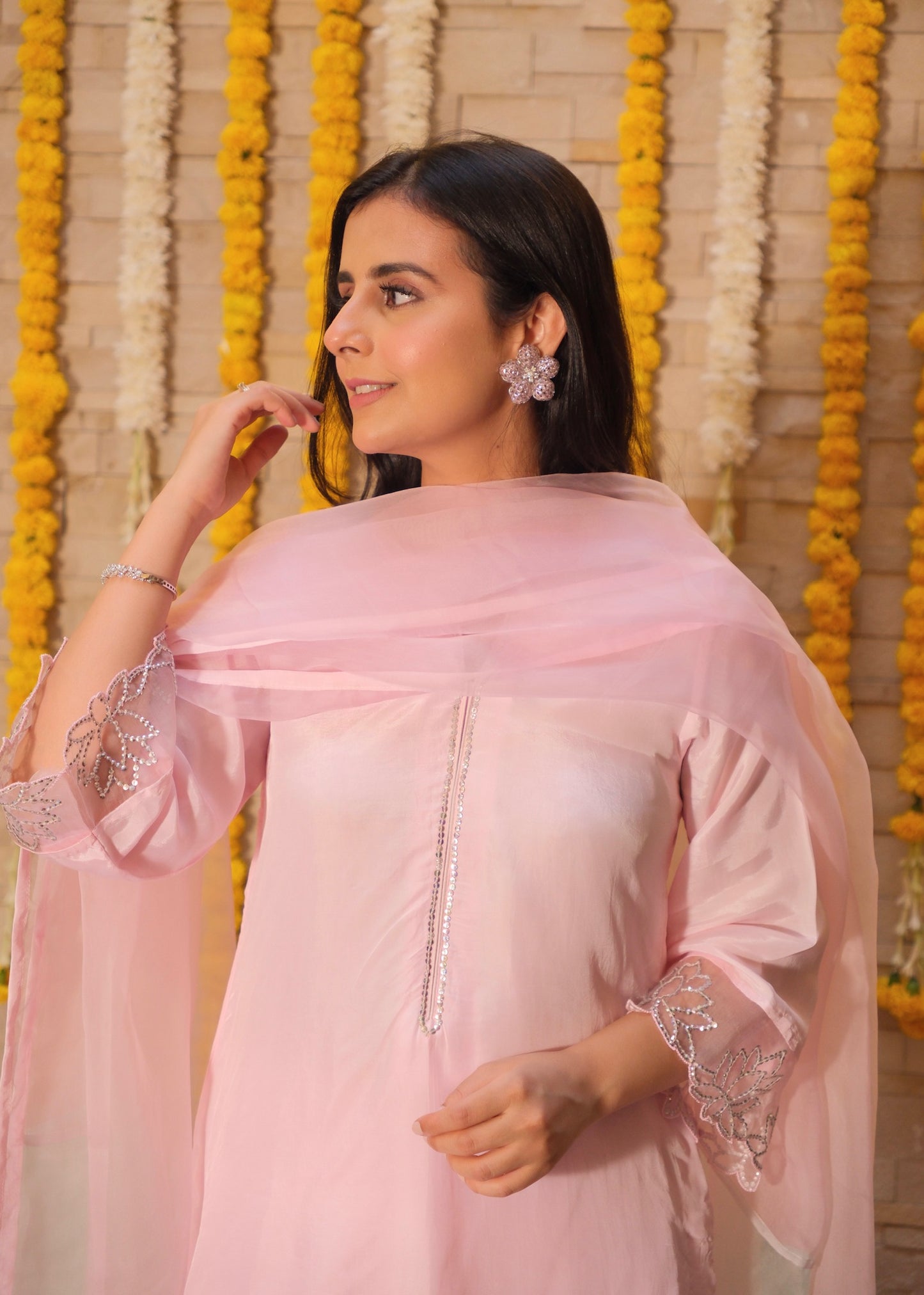 Blush Pink Semi Silk Suit Set