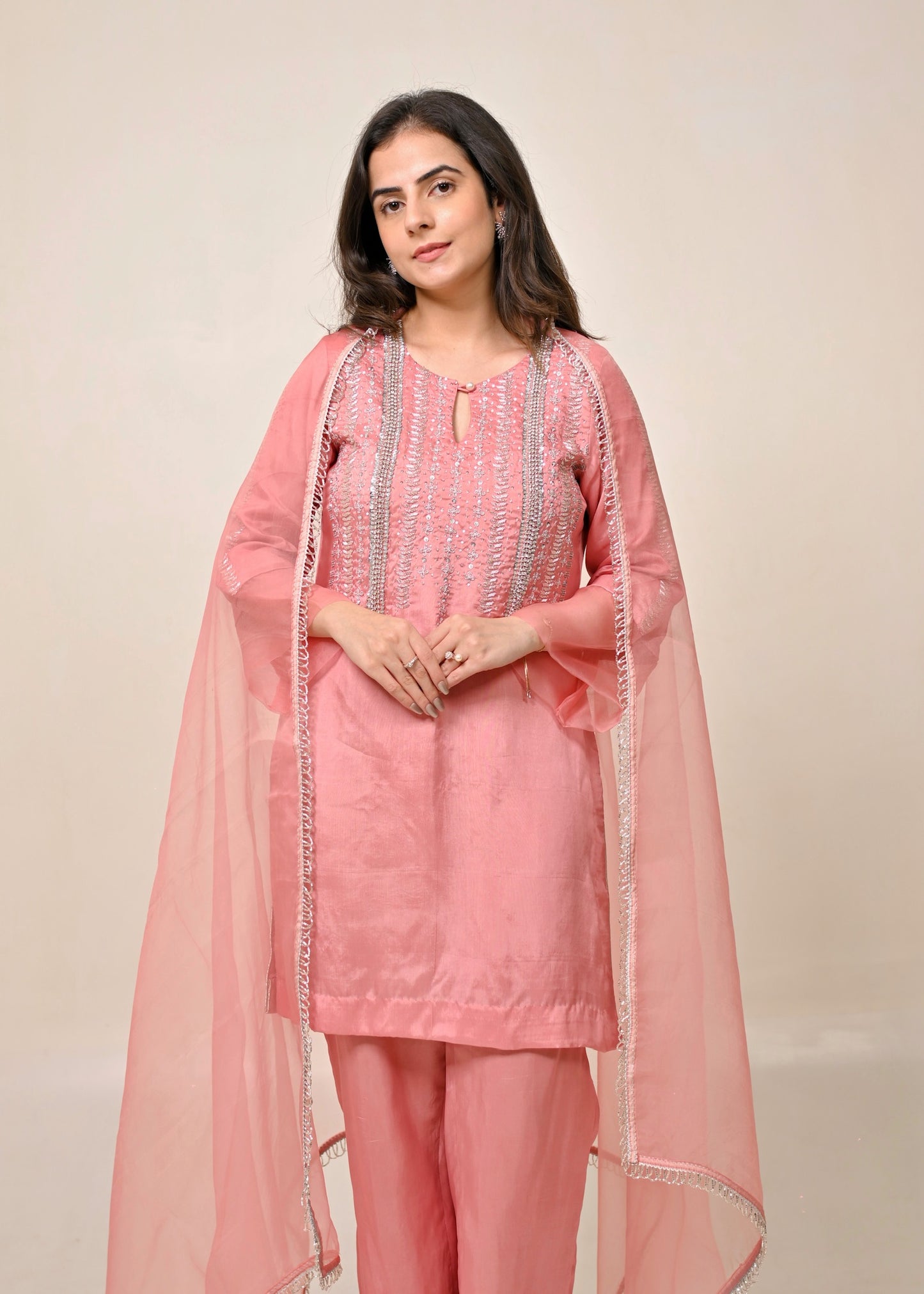 Dusty Pink Silk Suit