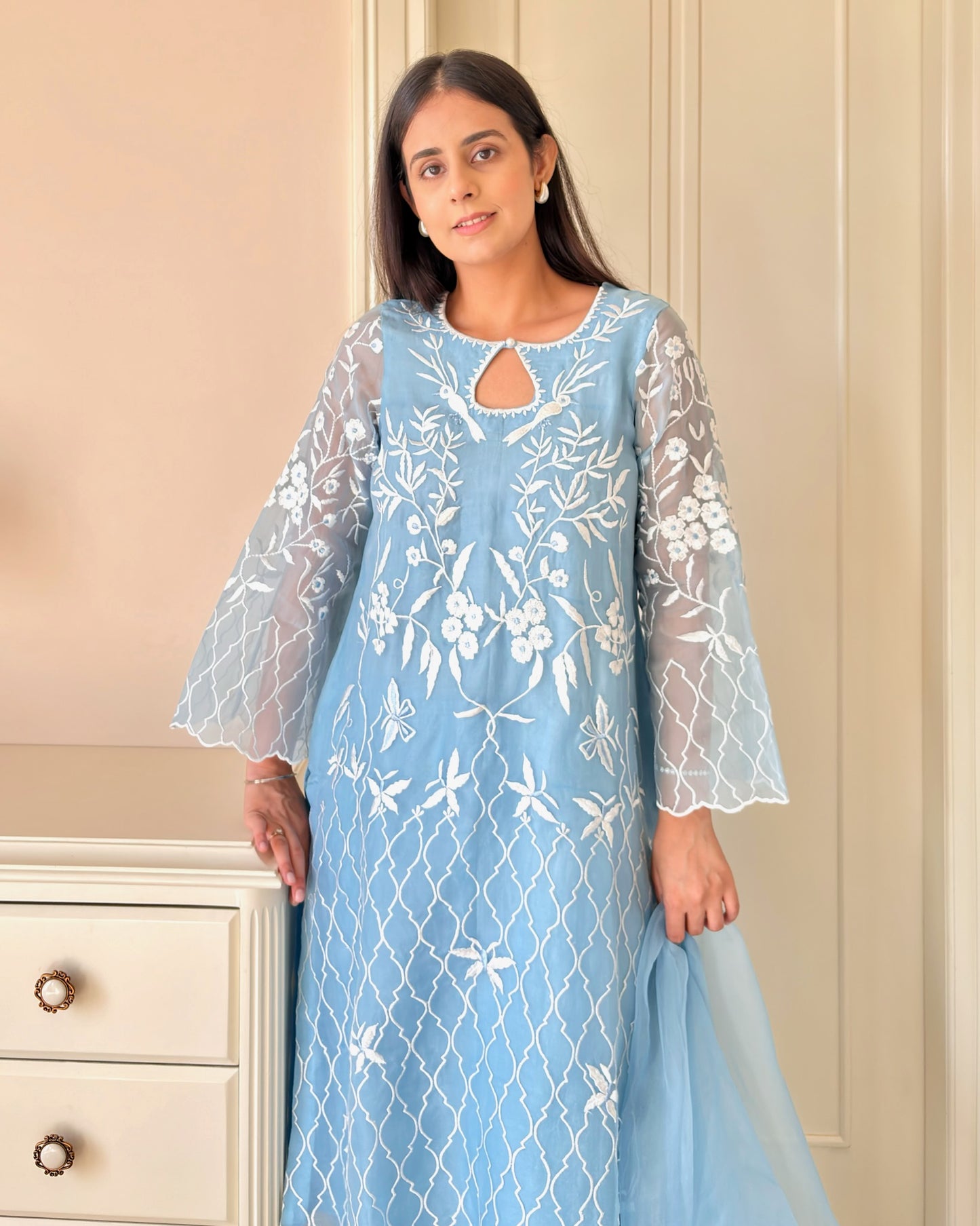 Blue Elegance Pure Organza Suit