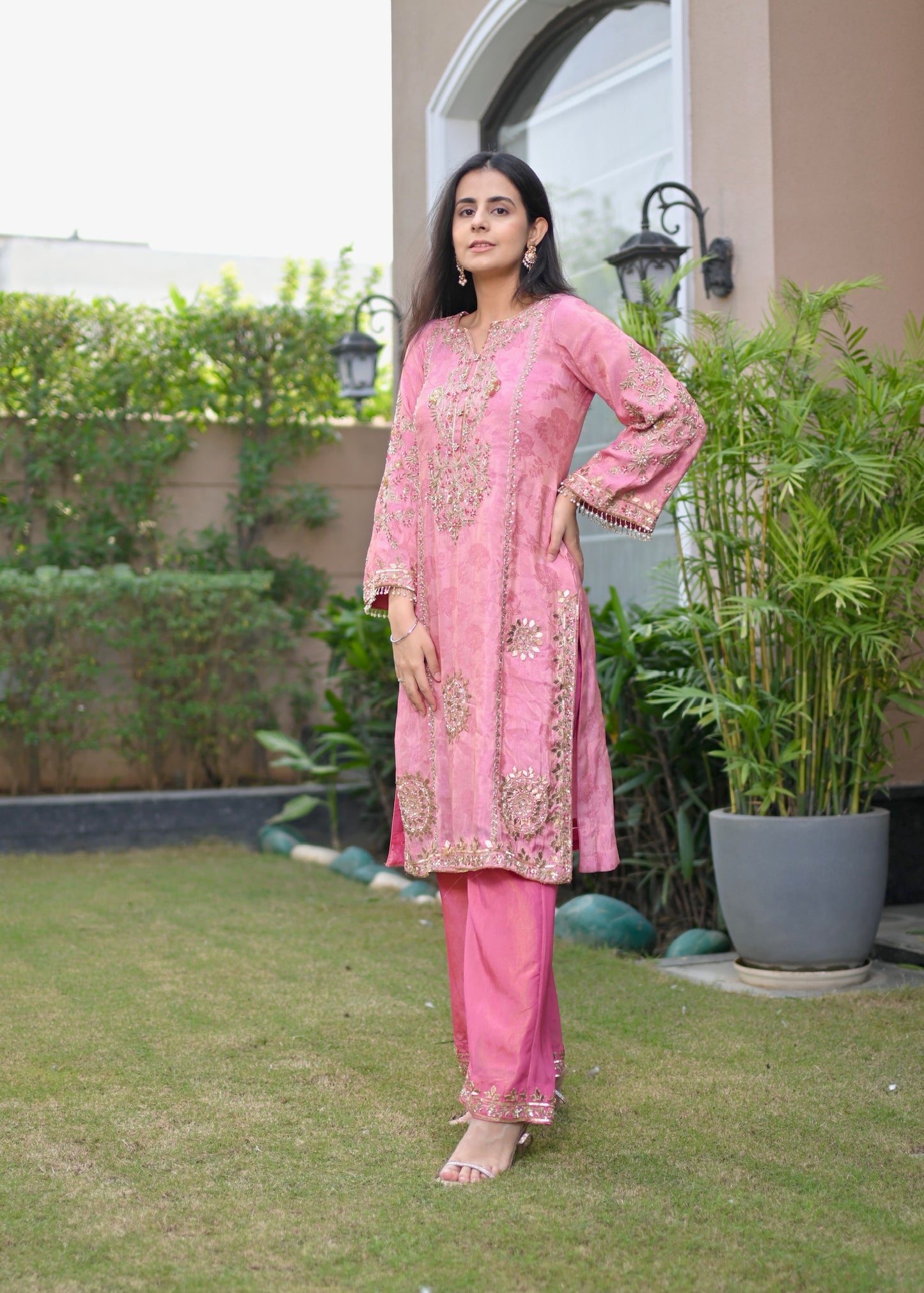 Gulnaar Hand-Embroidered Banarasi Suit Set