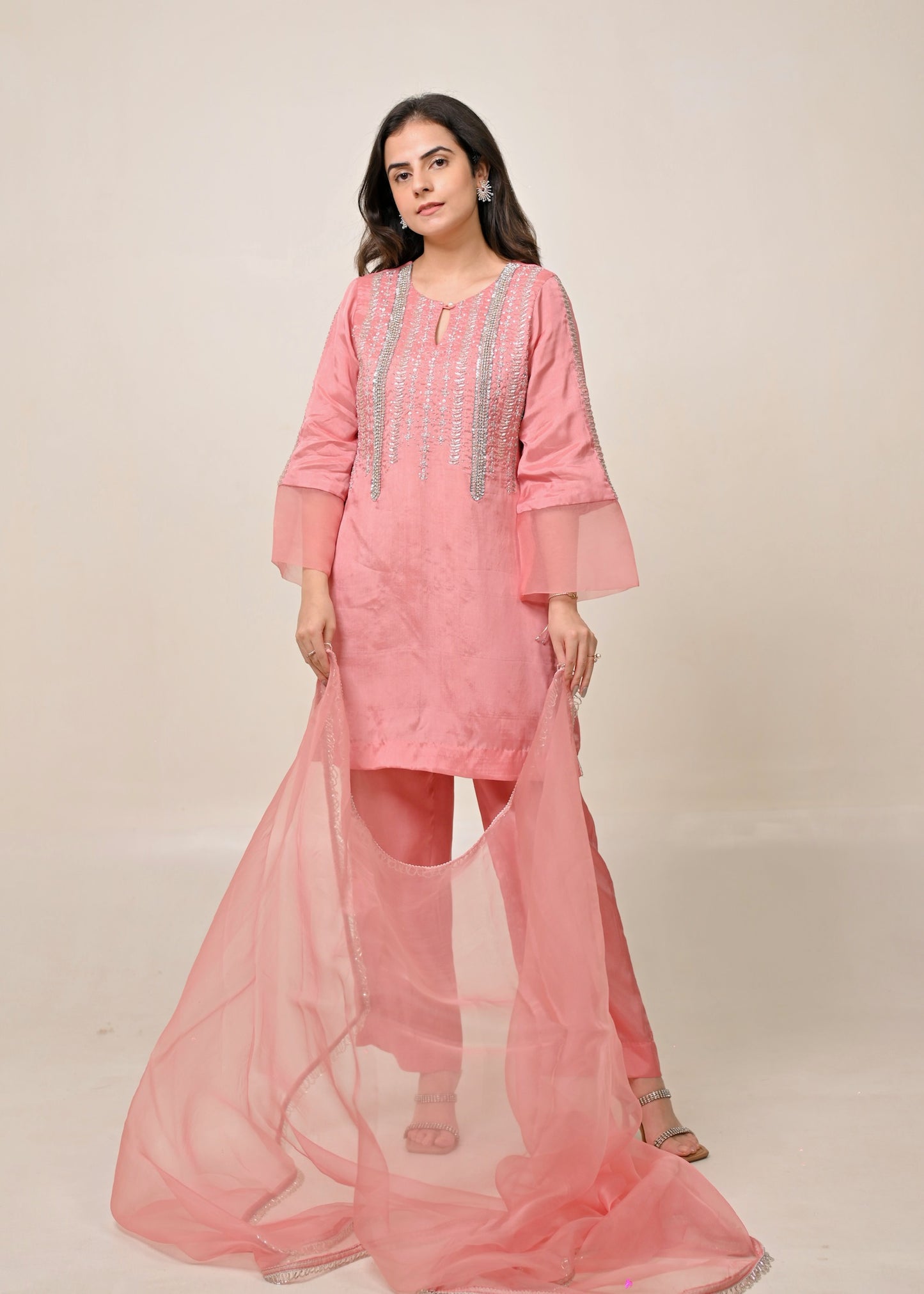 Dusty Pink Silk Suit