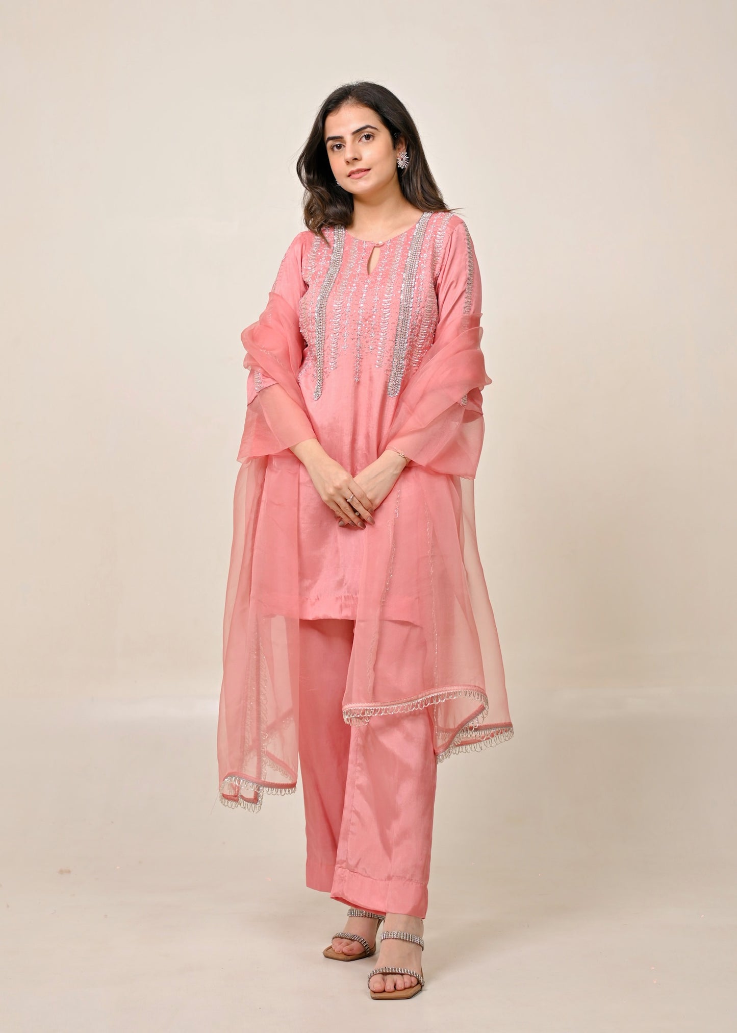 Dusty Pink Silk Suit