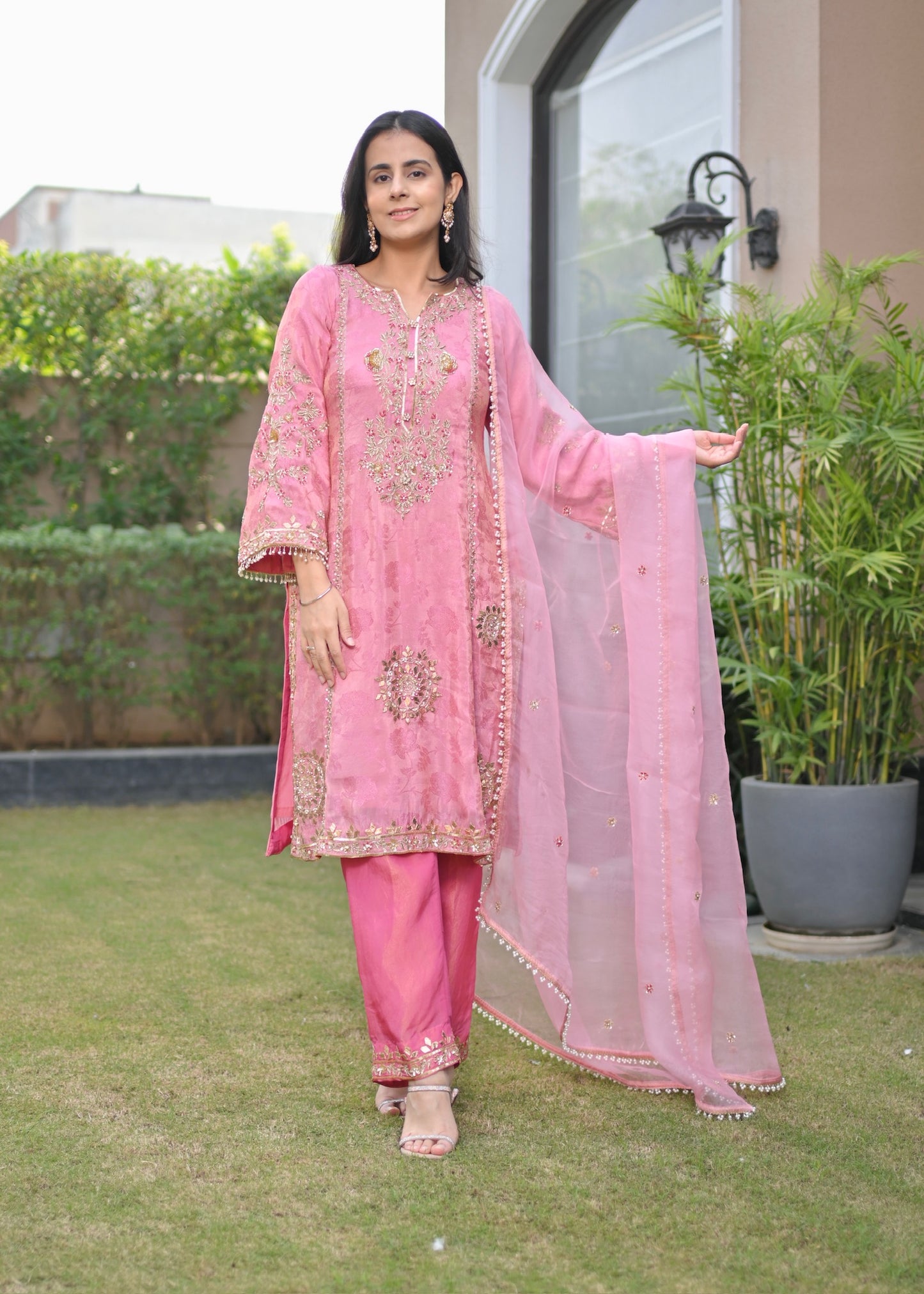 Gulnaar Hand-Embroidered Banarasi Suit Set