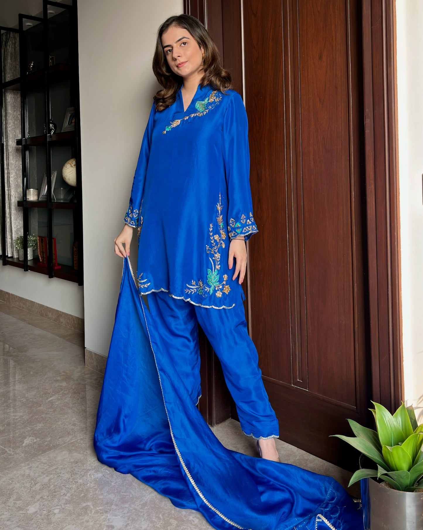 Royal Blue Pure Silk Ensemble