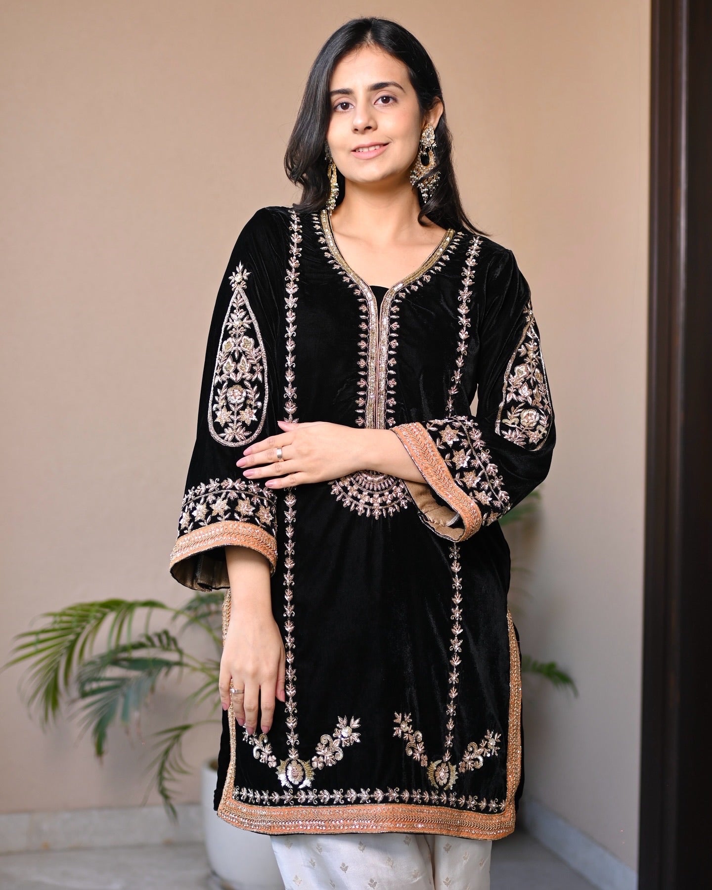 Noor- Black & Rust Velvet Suit