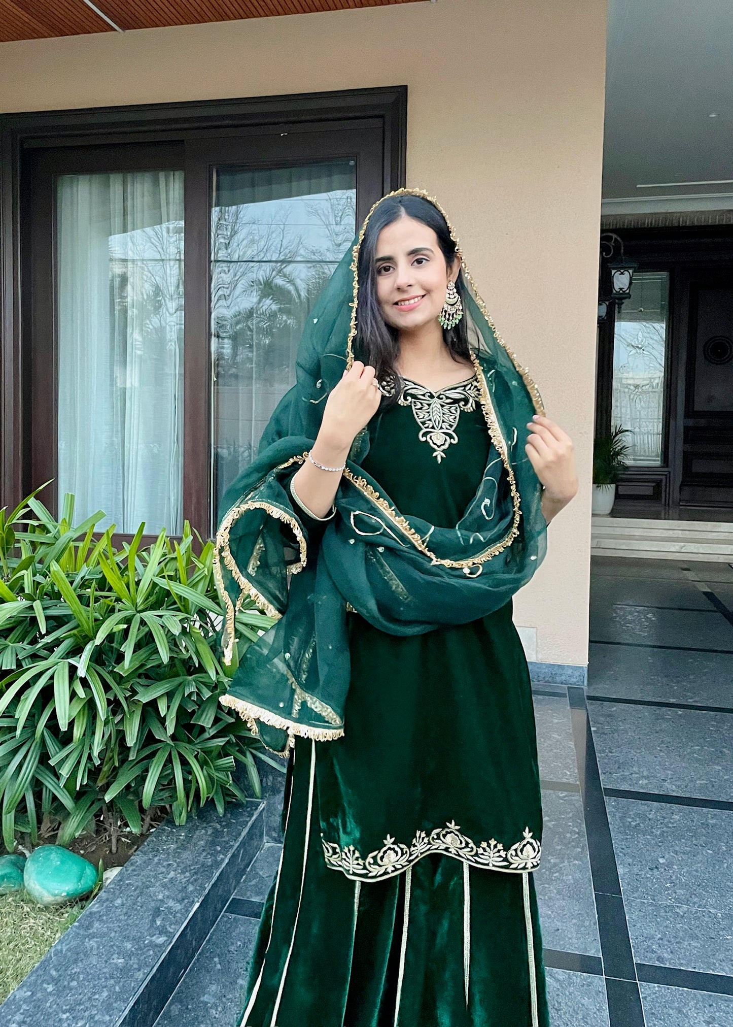 Zarina- Emerald Green Velvet Suit