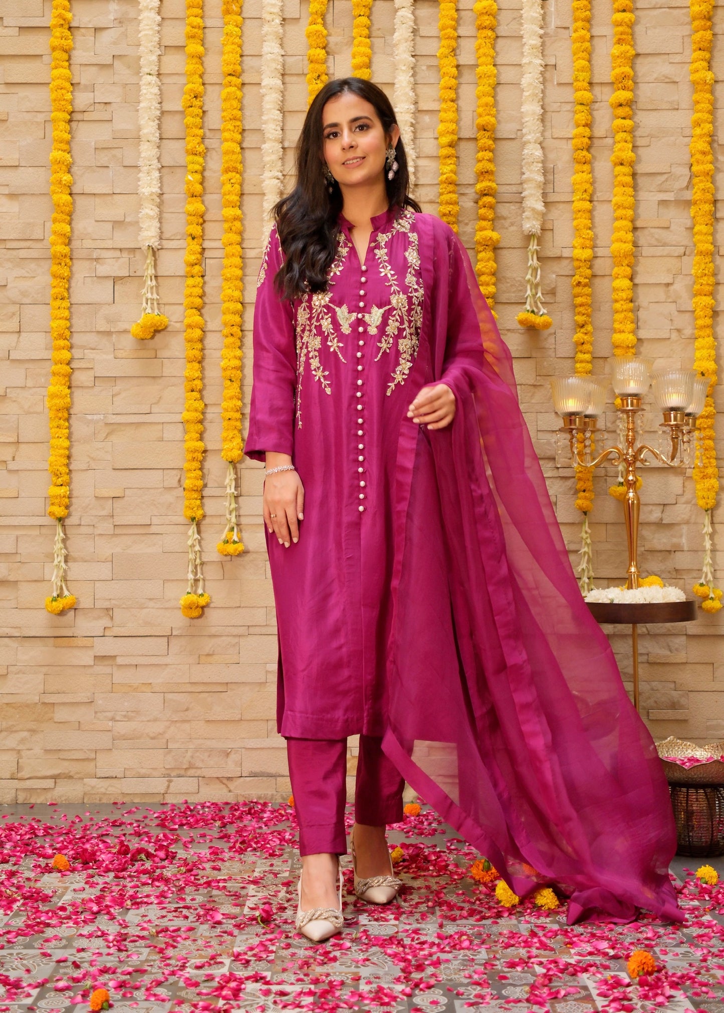 Sitara Wine Silk Suit Set