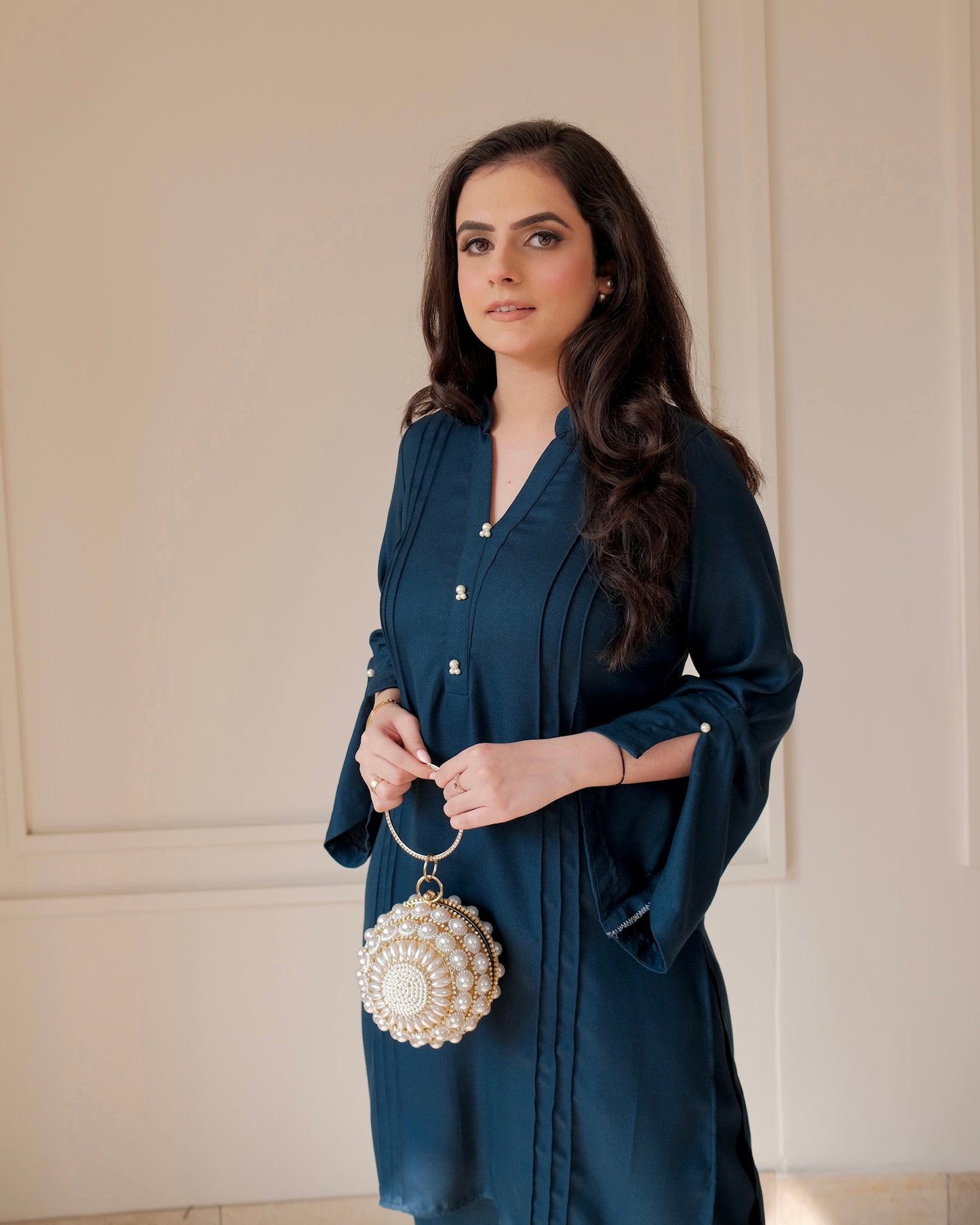 Pashmina Co-ord Set with Pearl Detailing