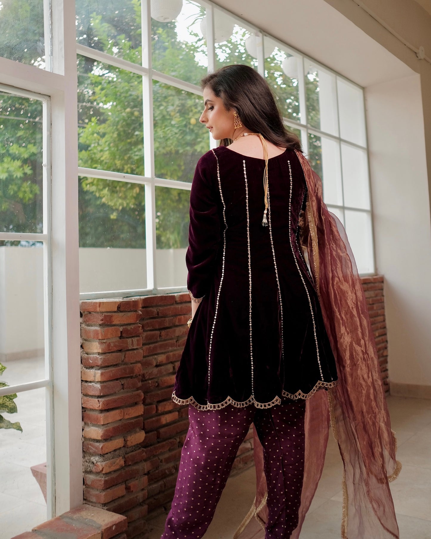 MEHROON VELVET ANARKALI