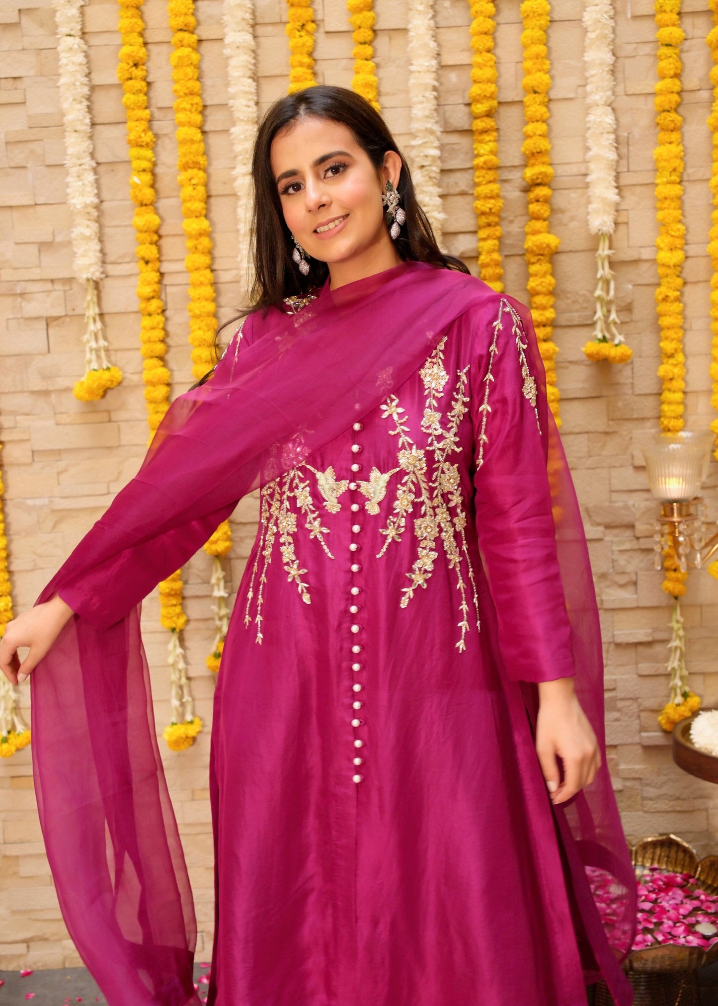 Sitara Wine Silk Suit Set