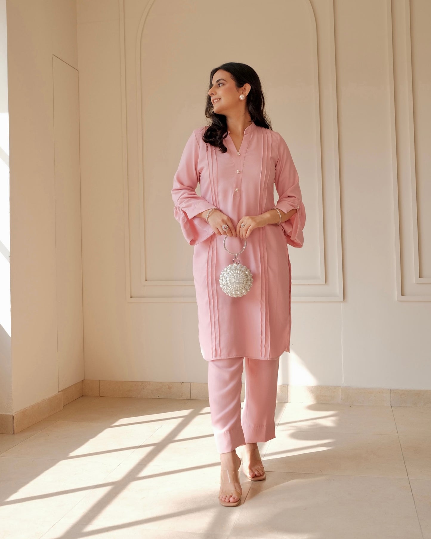 Pashmina Co-ord Set with Pearl Detailing