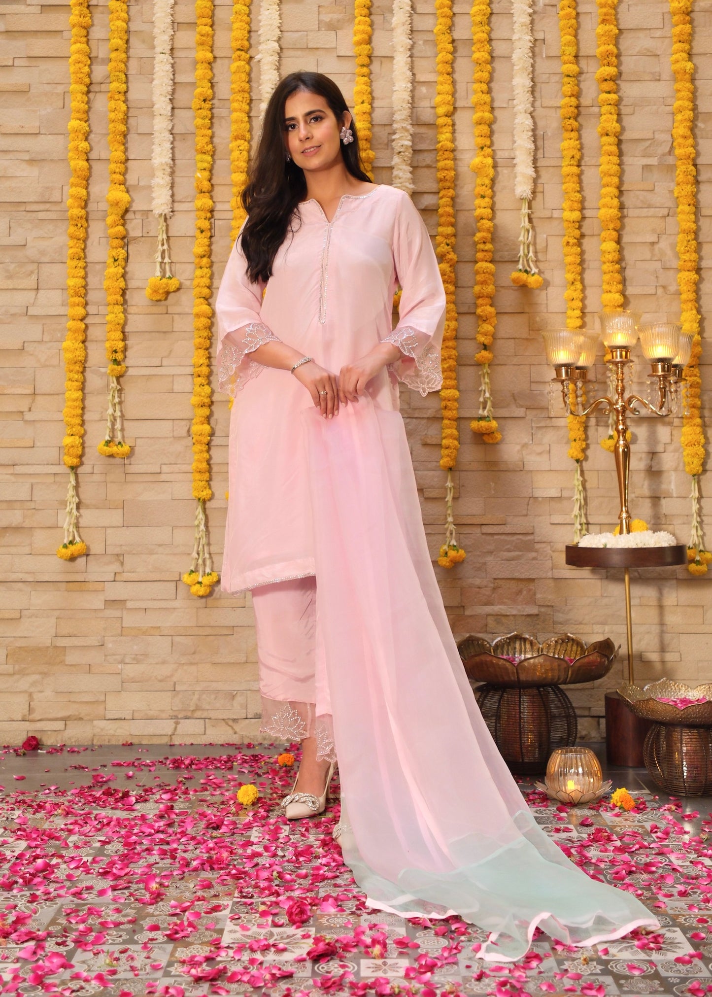 Blush Pink Semi Silk Suit Set