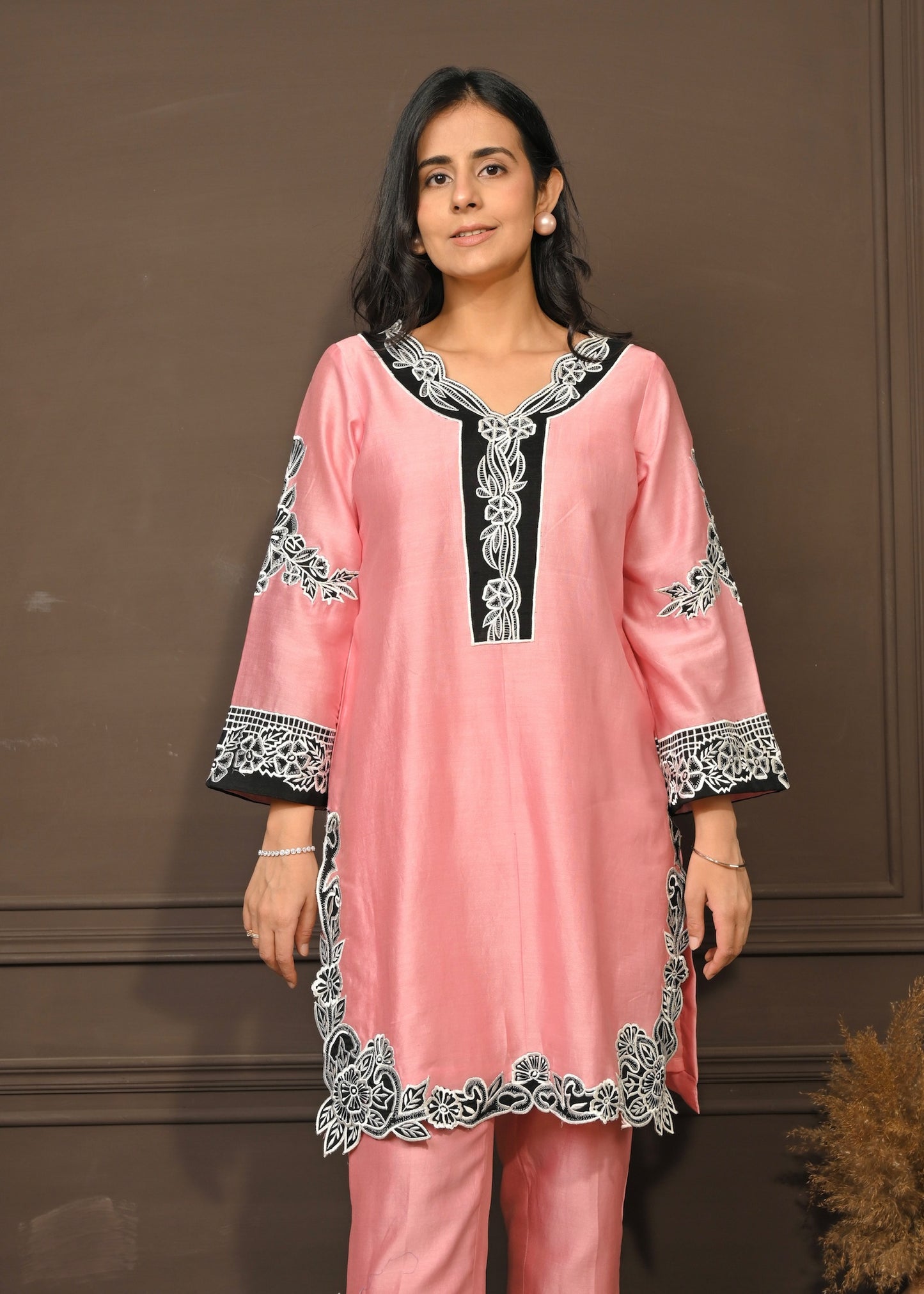 Pink Grace- Chanderi Embroidered Suit Set