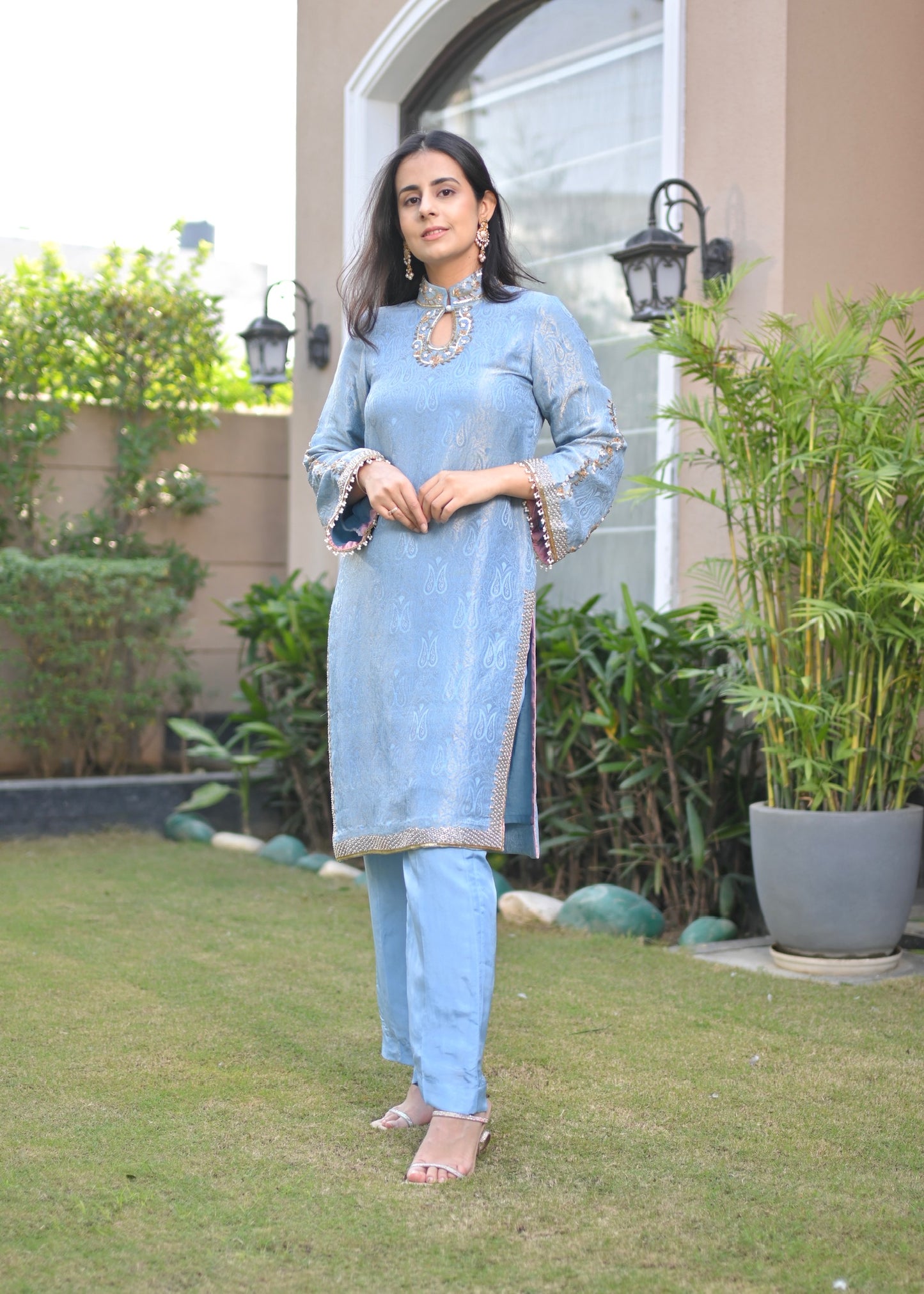 Noor Hand-Embroidered Banarasi Suit Set