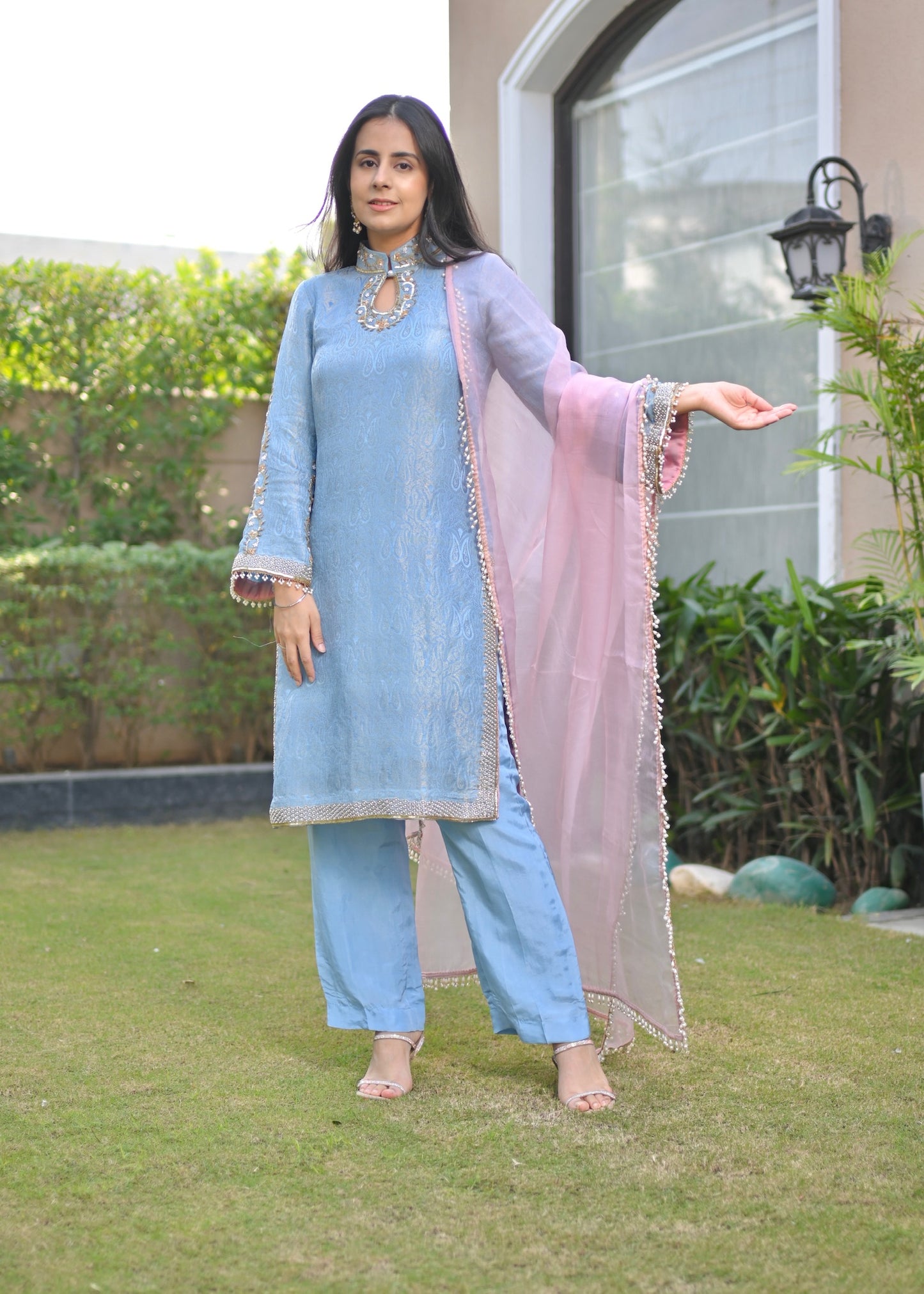 Noor Hand-Embroidered Banarasi Suit Set