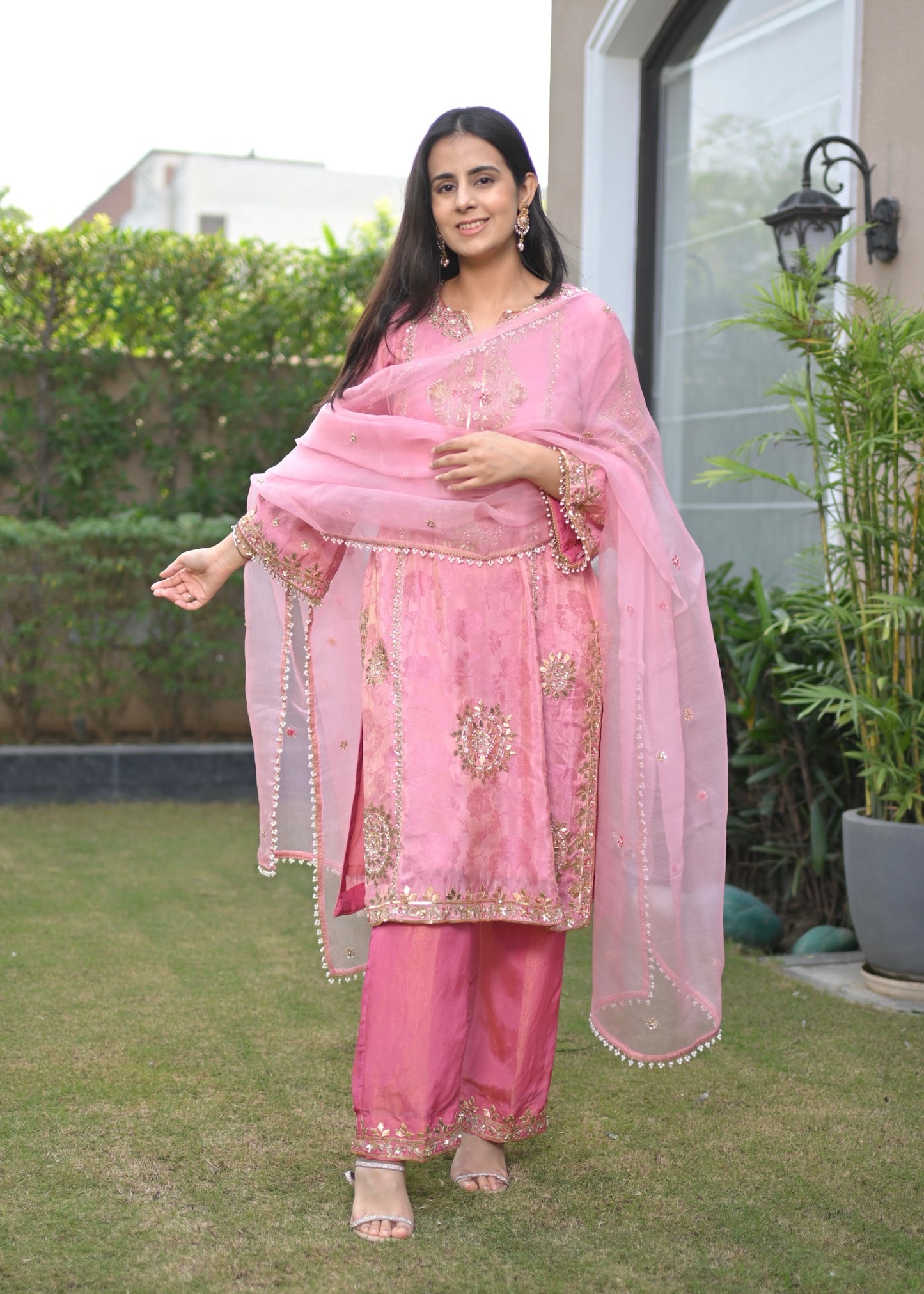 Gulnaar Hand-Embroidered Banarasi Suit Set