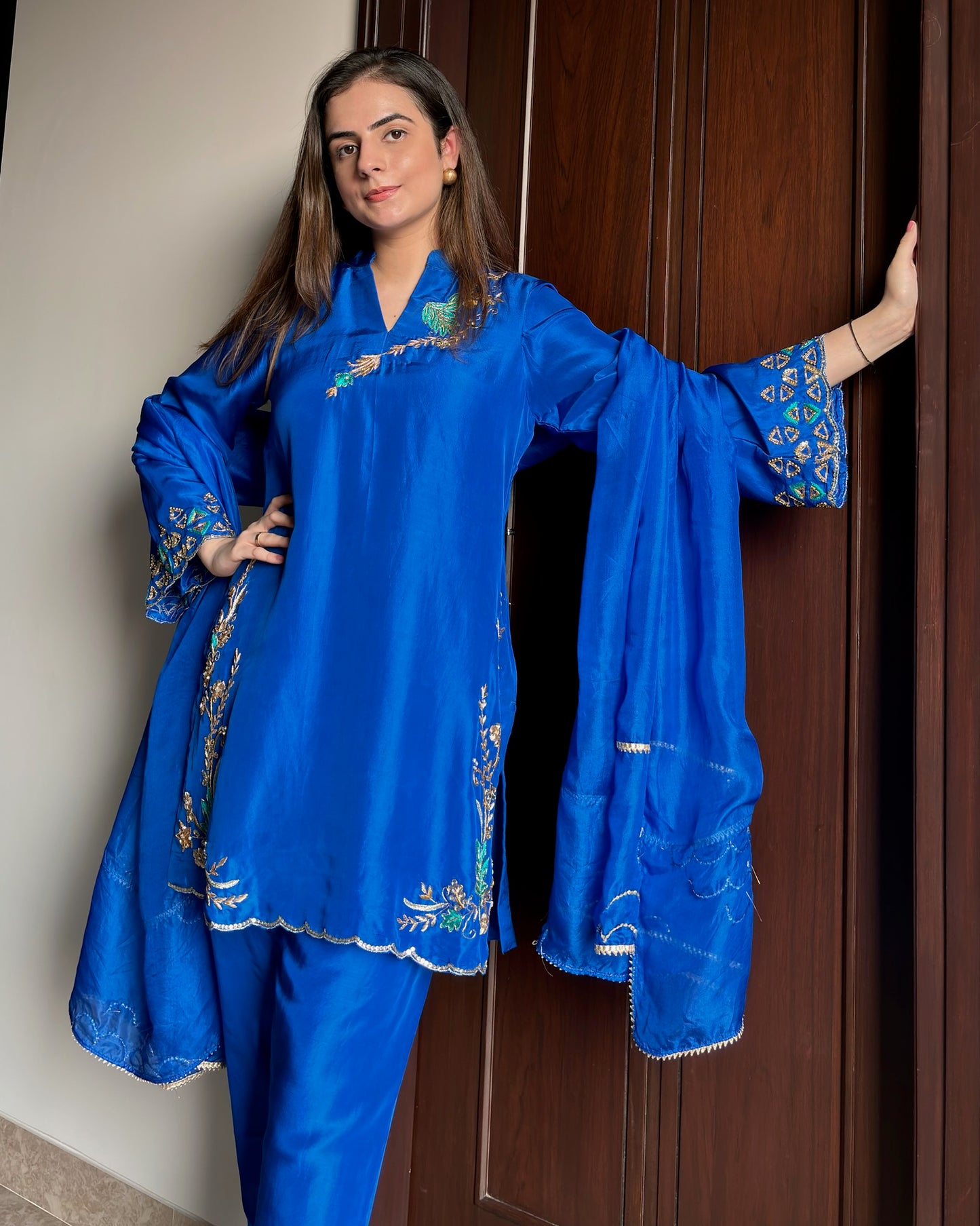 Royal Blue Pure Silk Ensemble