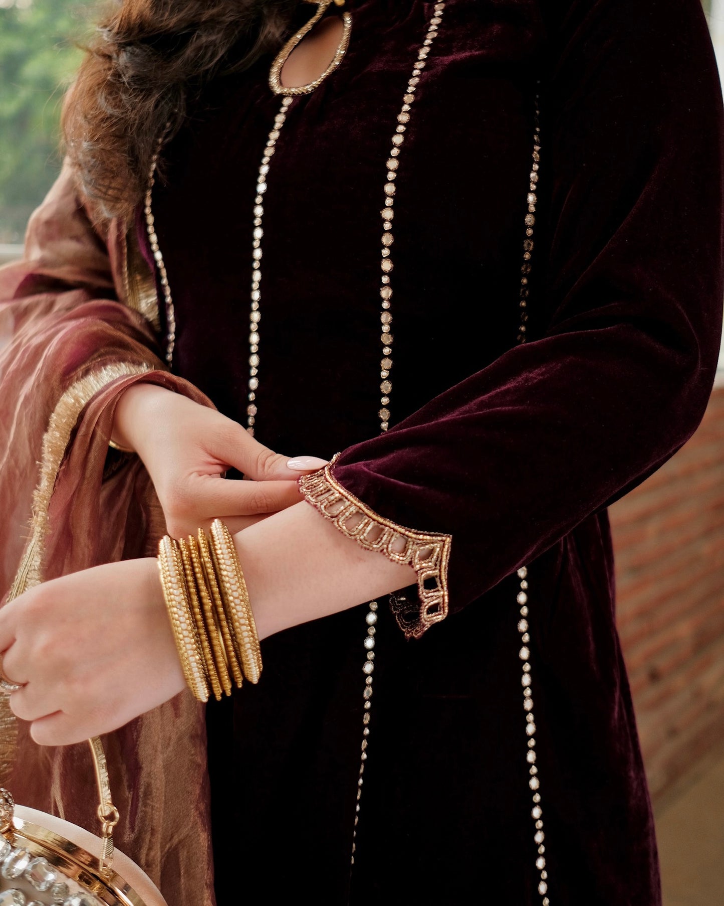 MEHROON VELVET ANARKALI