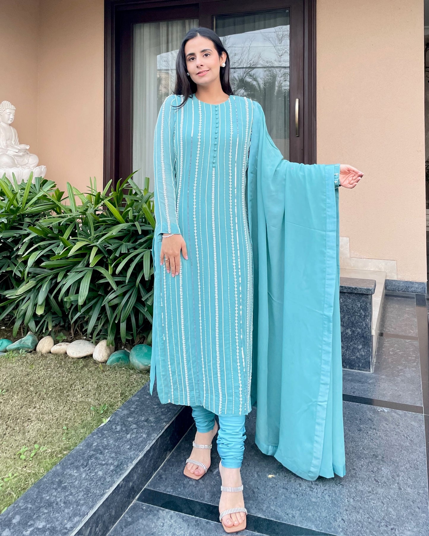Ombre Blue Georgette Suit