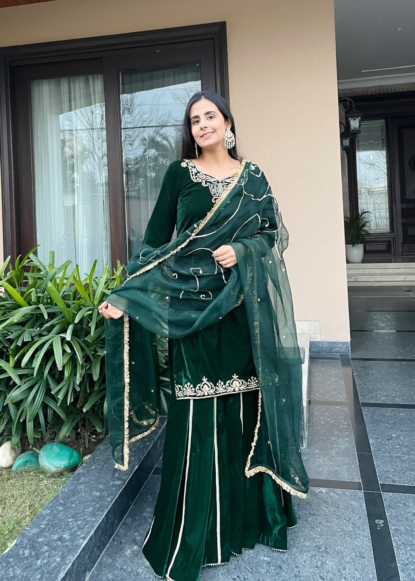 Zarina- Emerald Green Velvet Suit