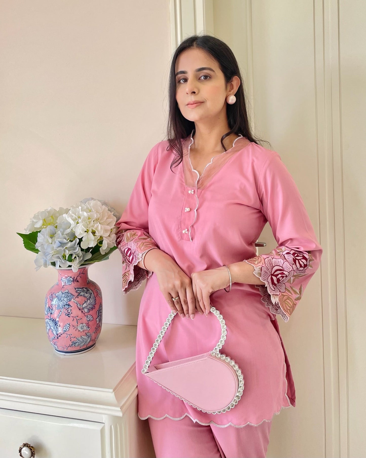 Pink Cotton Kurta Set