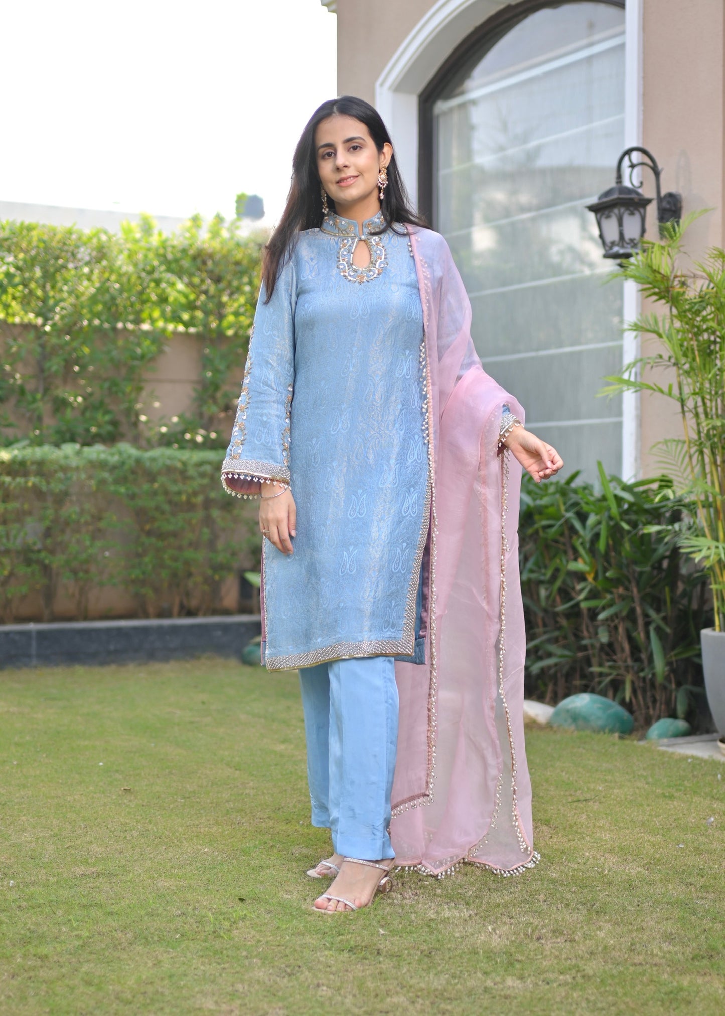 Noor Hand-Embroidered Banarasi Suit Set