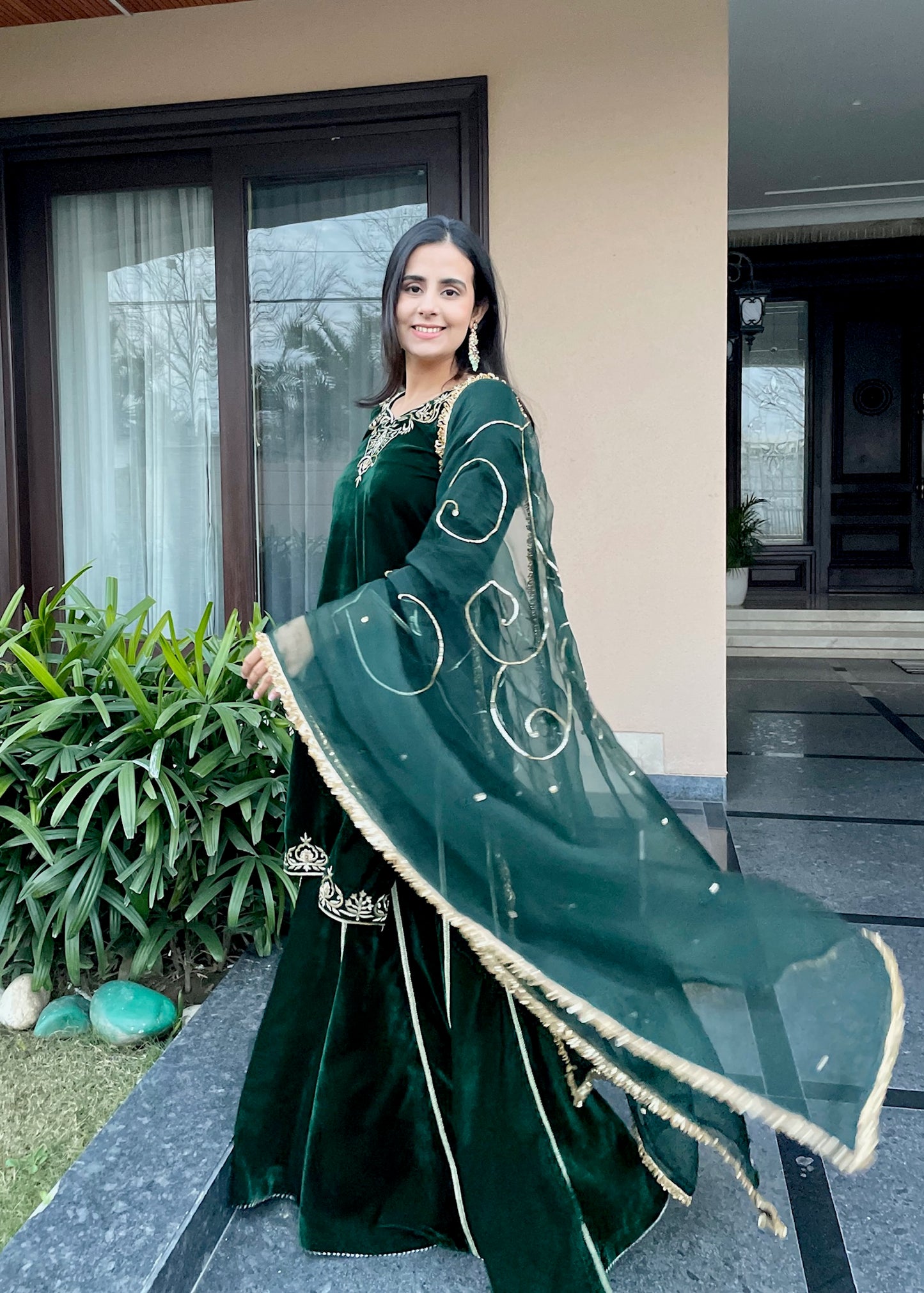 Zarina- Emerald Green Velvet Suit