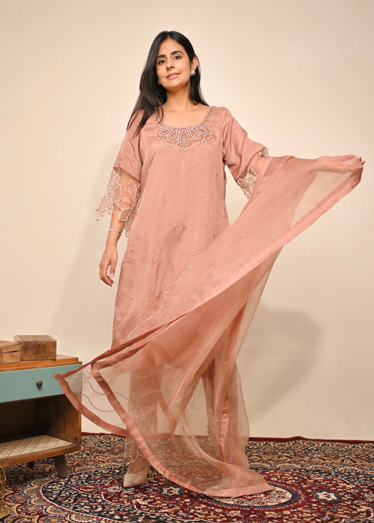 Sahiba Hand-Embroidered Silk Suit Set