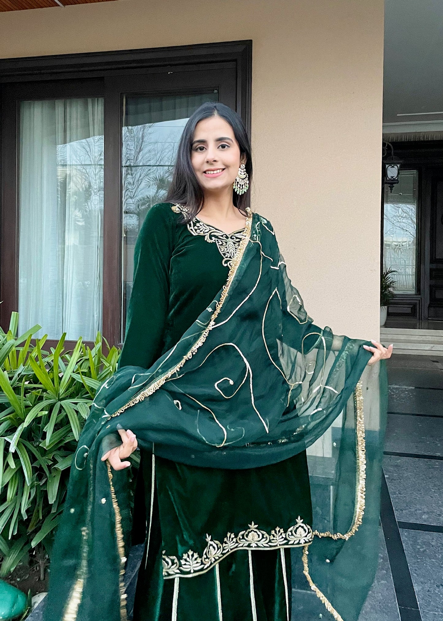 Zarina- Emerald Green Velvet Suit