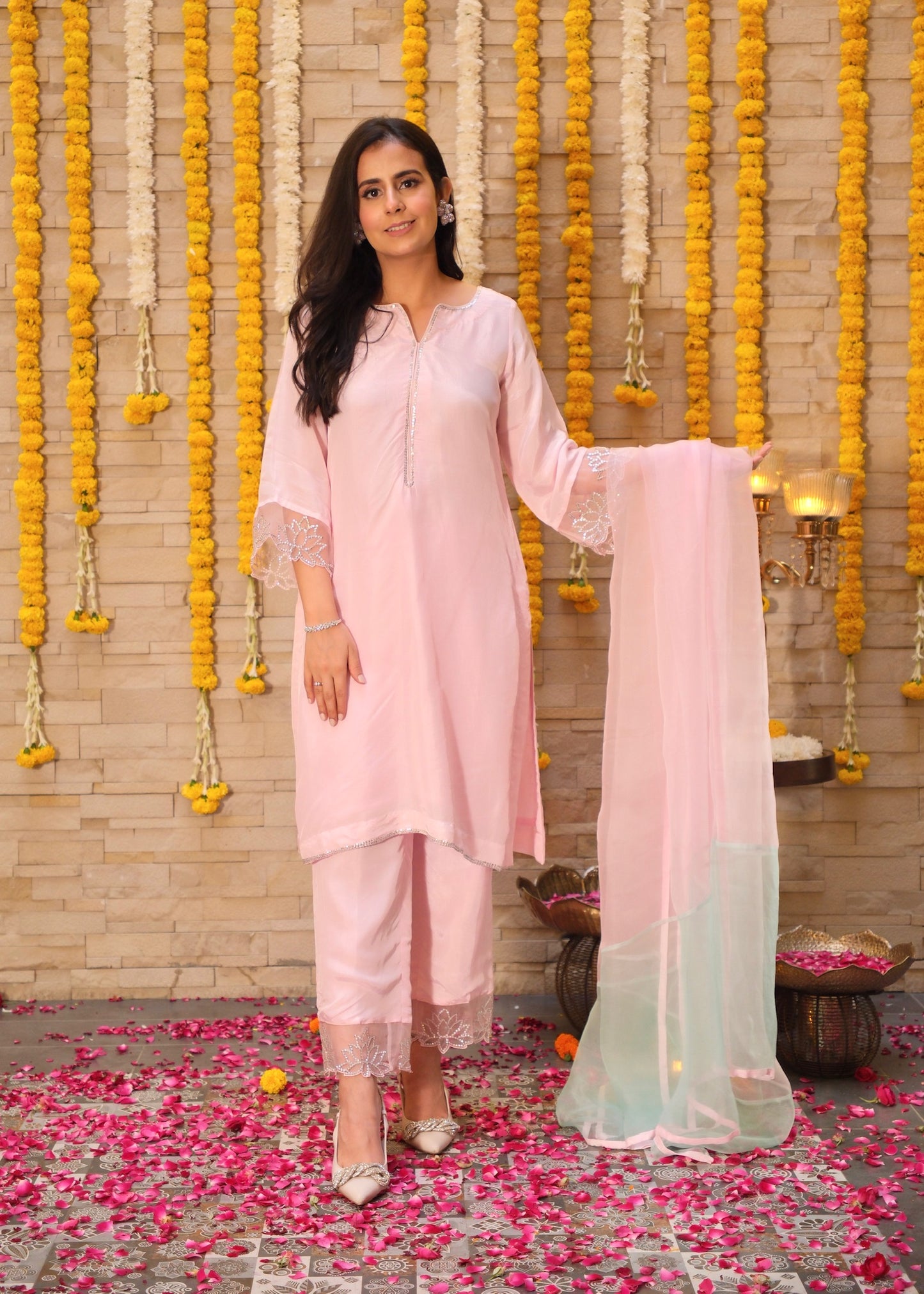 Blush Pink Semi Silk Suit Set