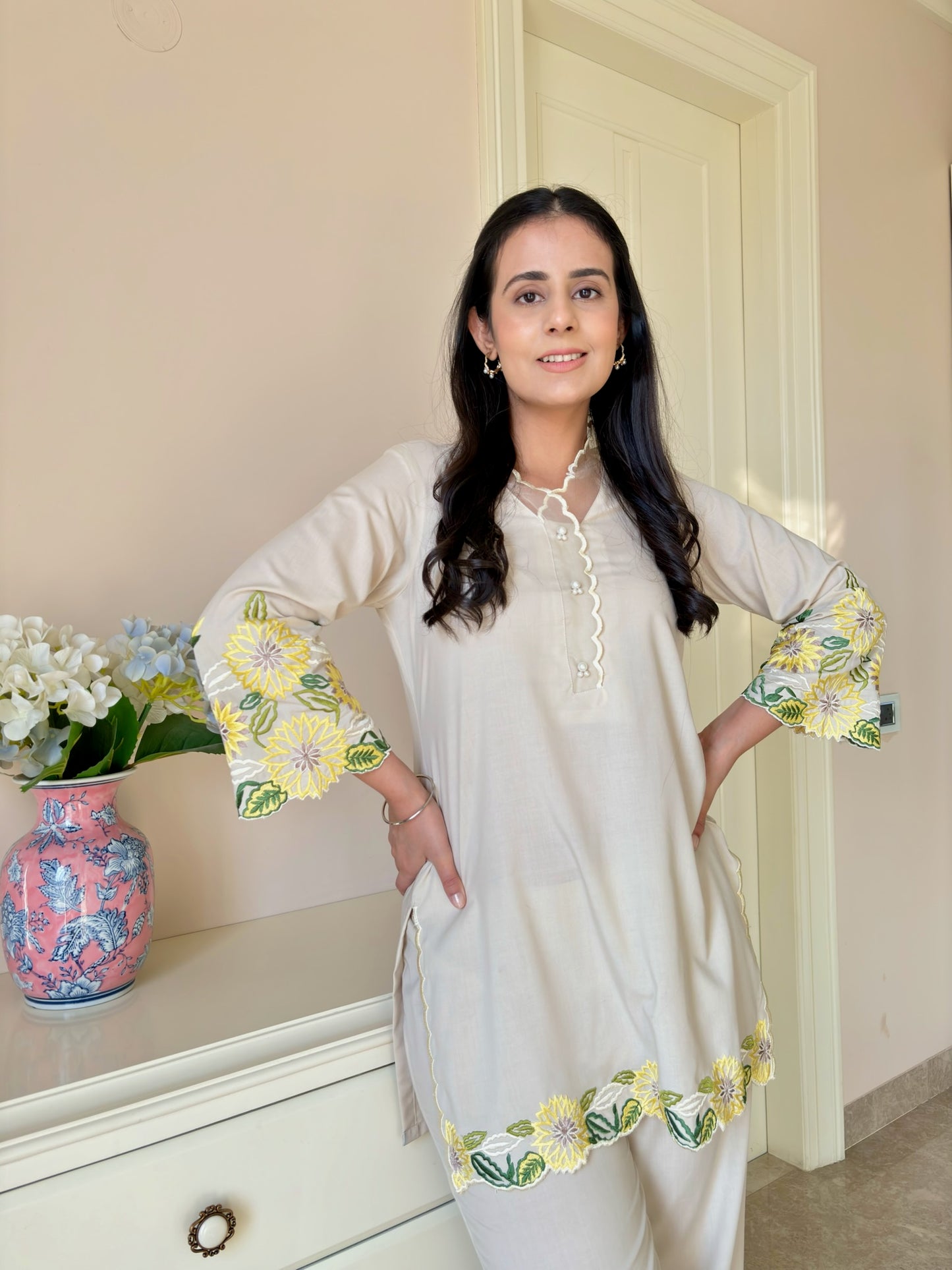 Bloom Embroidered Cotton Co-ord Set