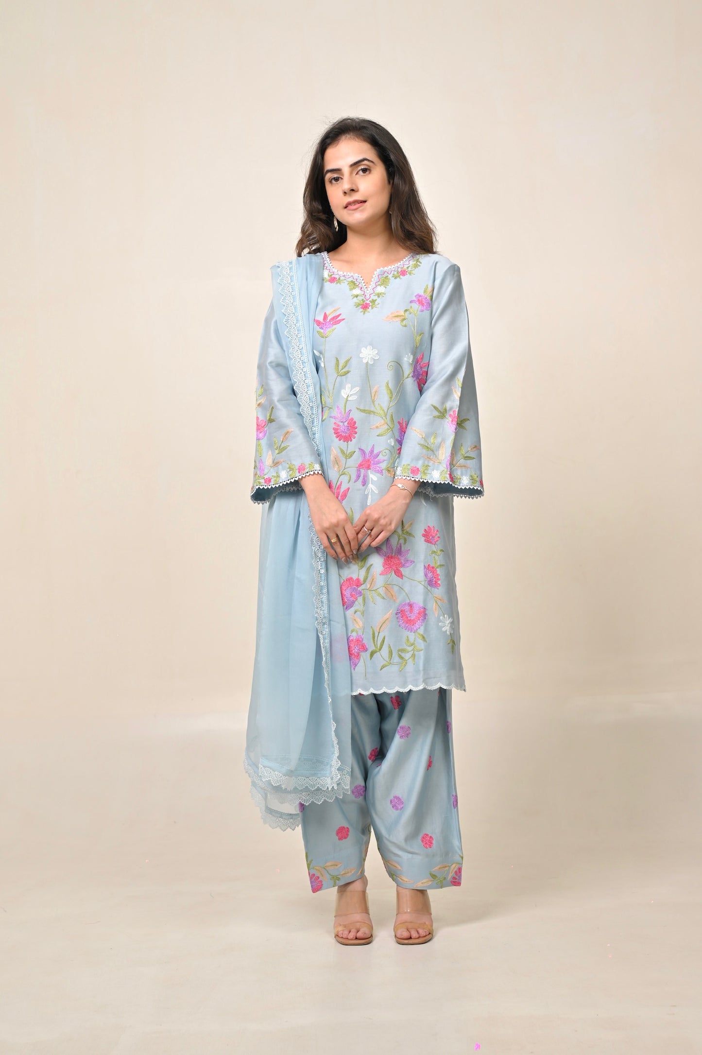 Azure Pure Chanderi Suit