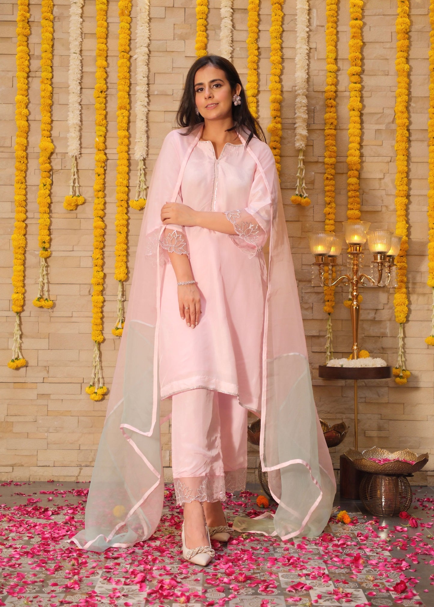 Blush Pink Semi Silk Suit Set