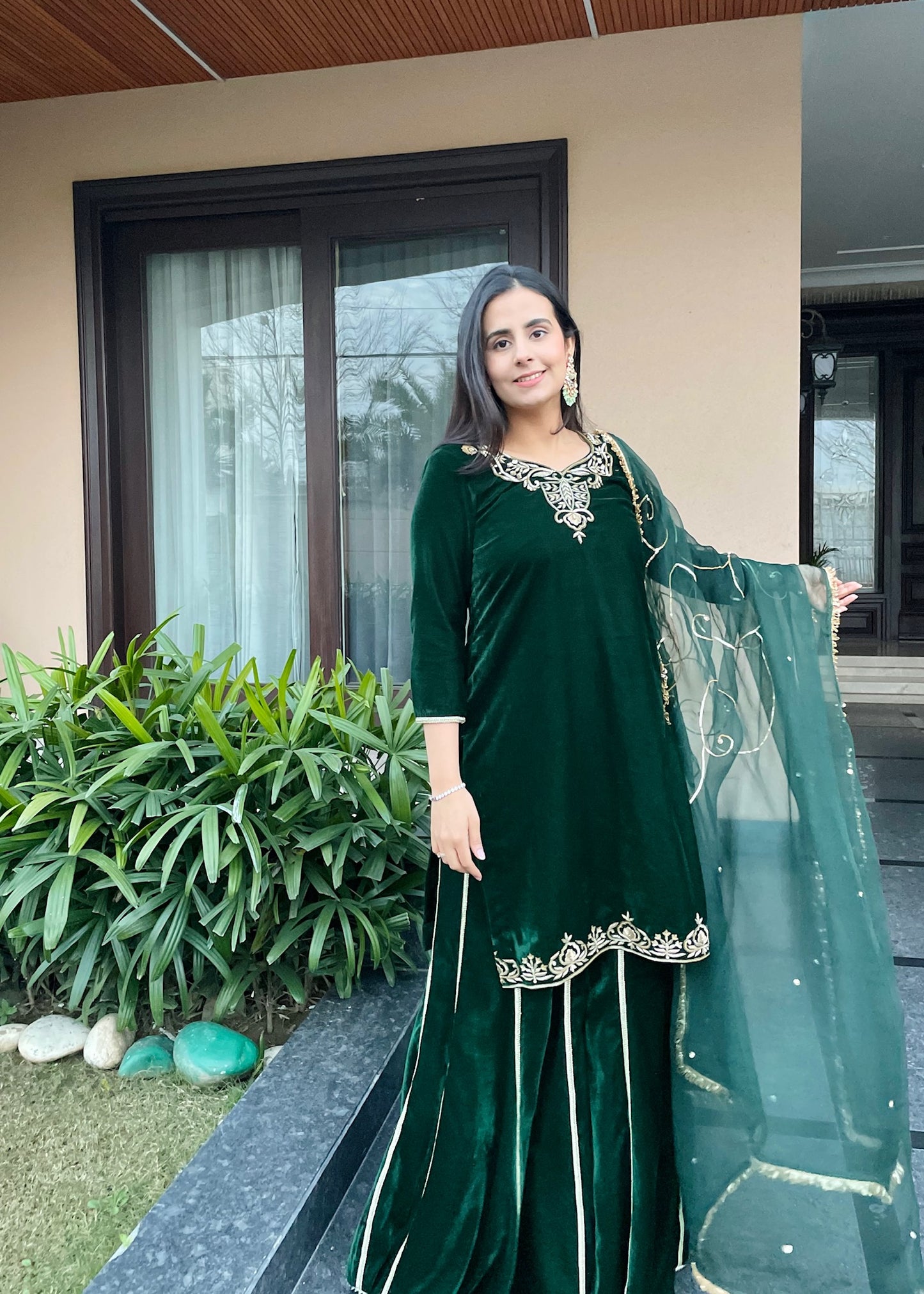 Zarina- Emerald Green Velvet Suit