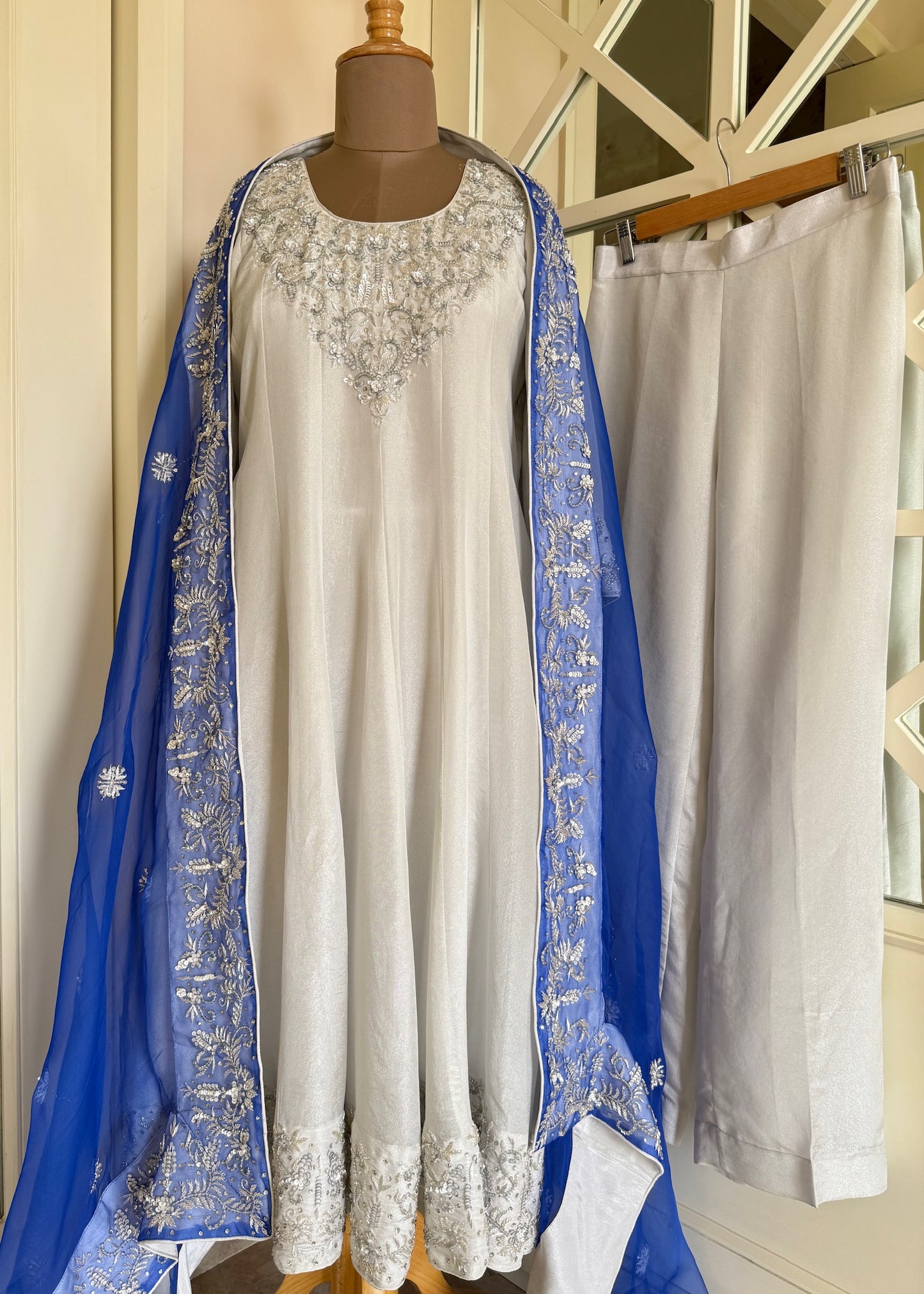 Silver Anarkali Set