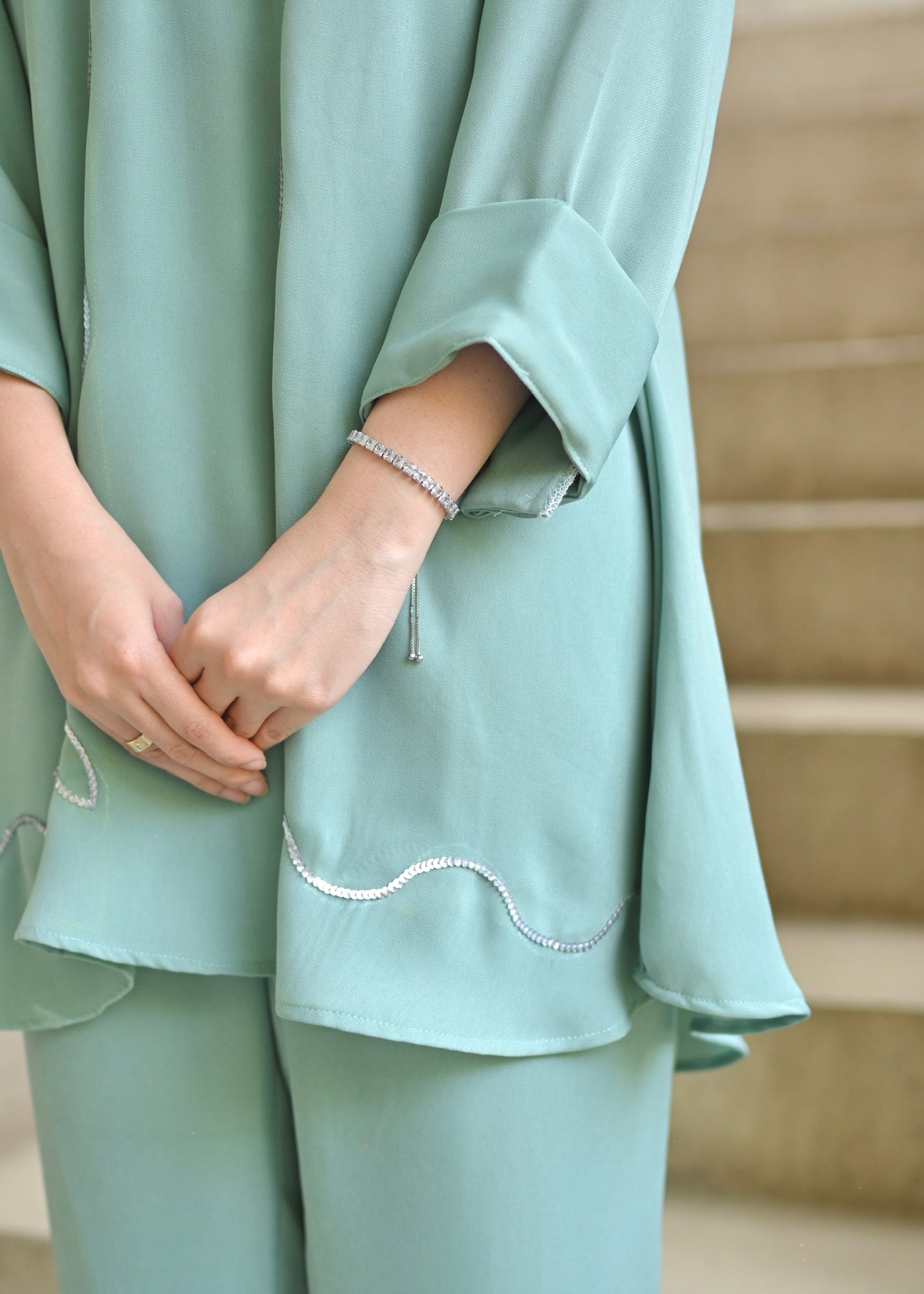 Mint Whisper Double Georgette Co-ord Set