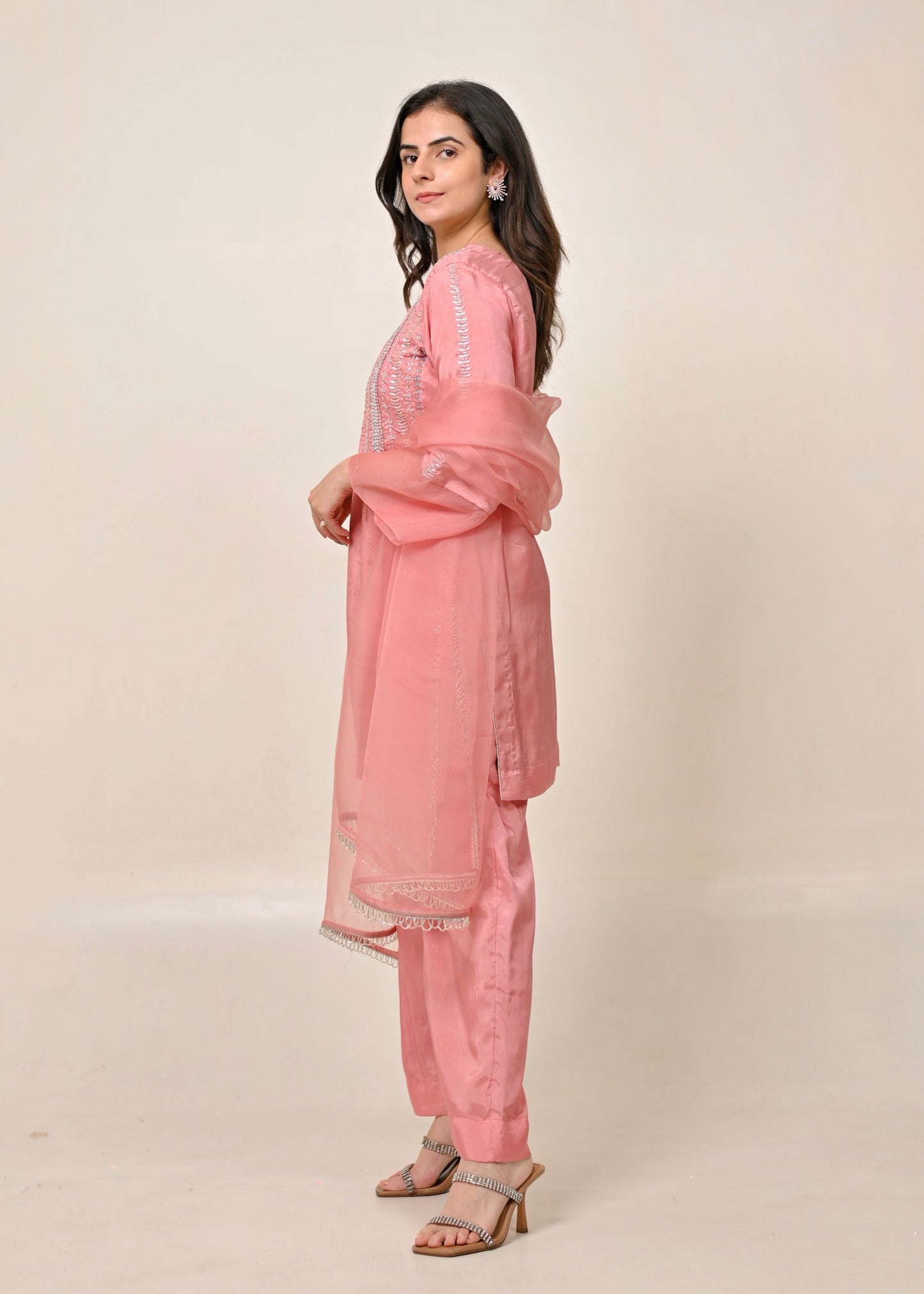Dusty Pink Silk Suit