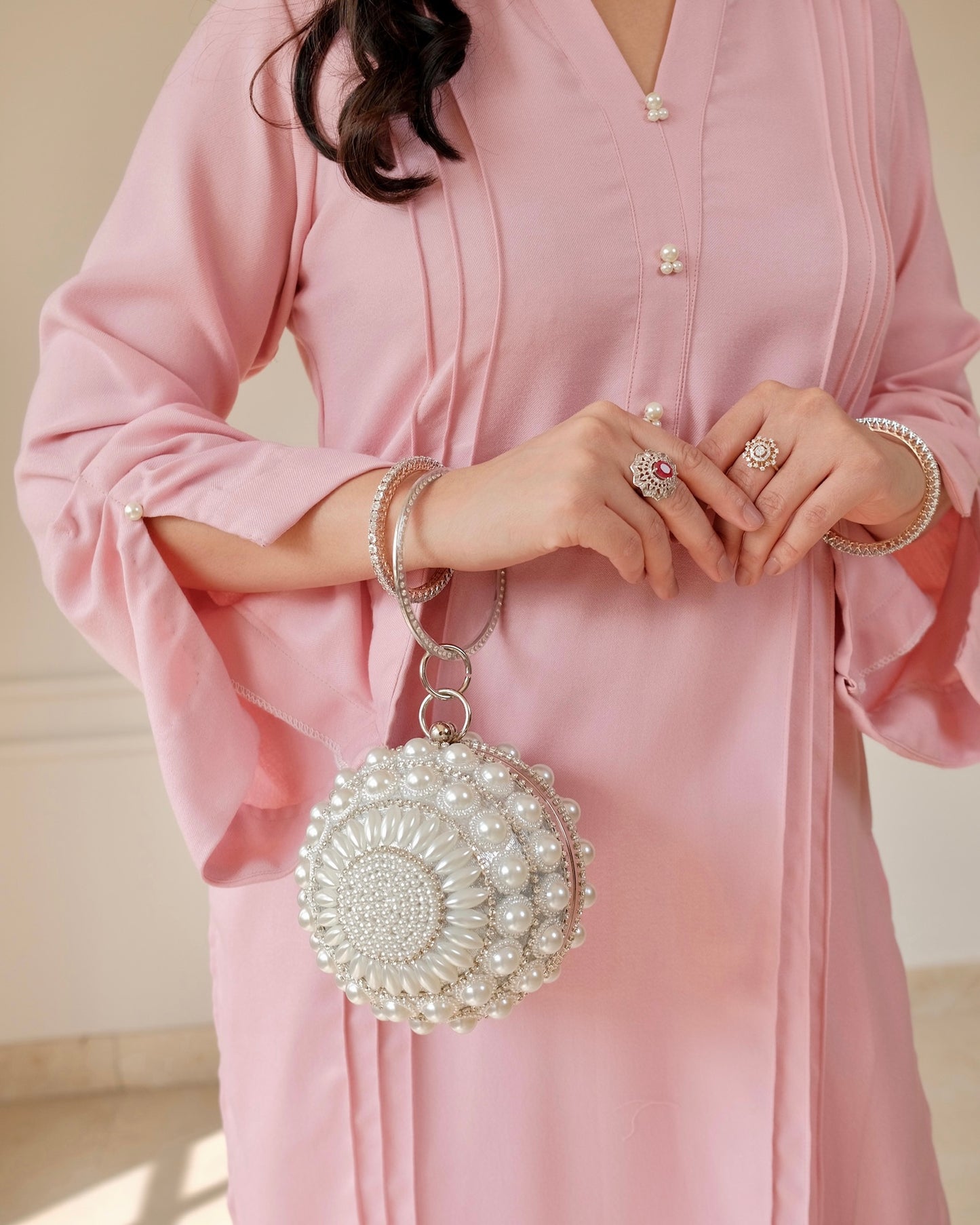 Pashmina Co-ord Set with Pearl Detailing