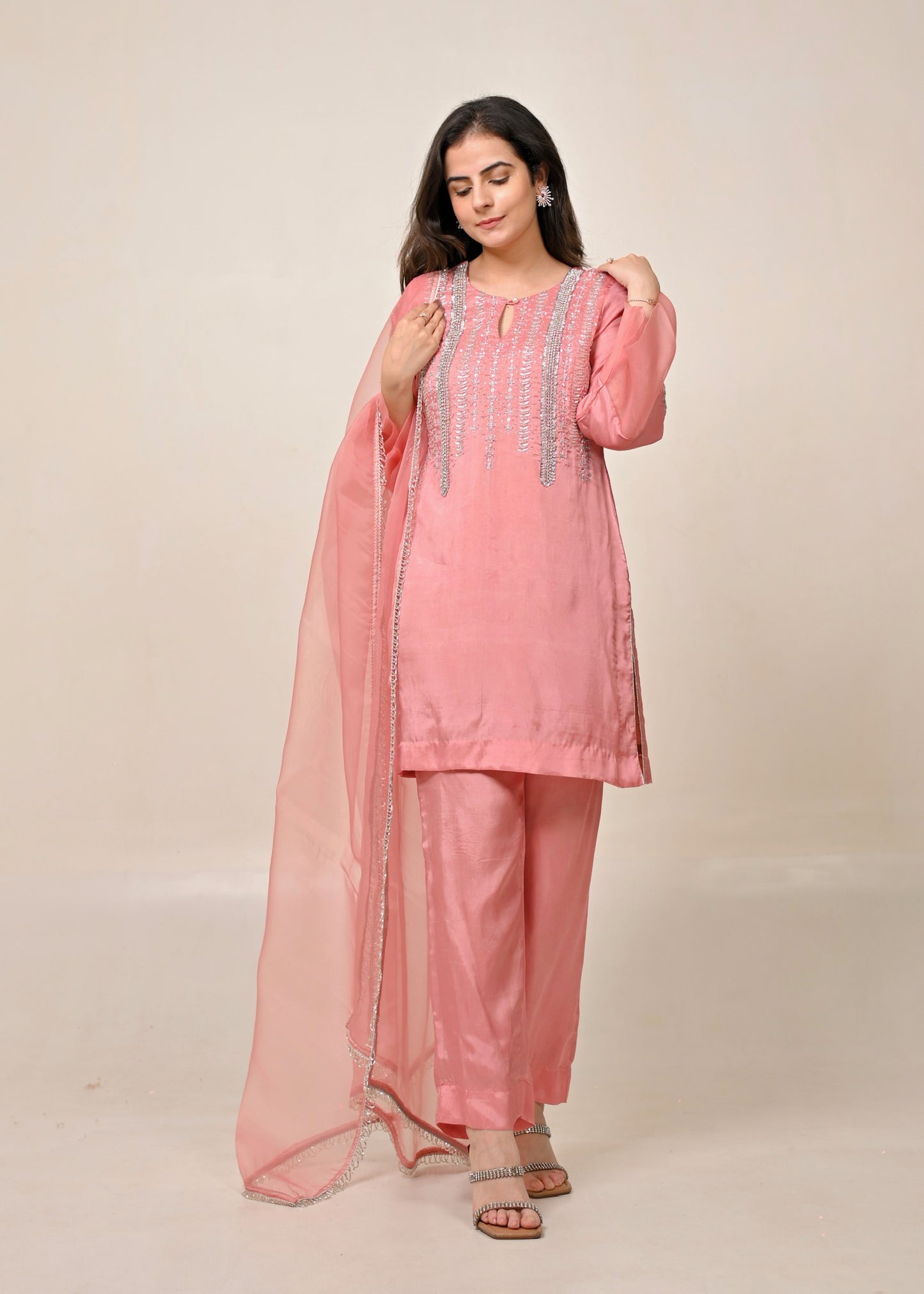 Dusty Pink Silk Suit