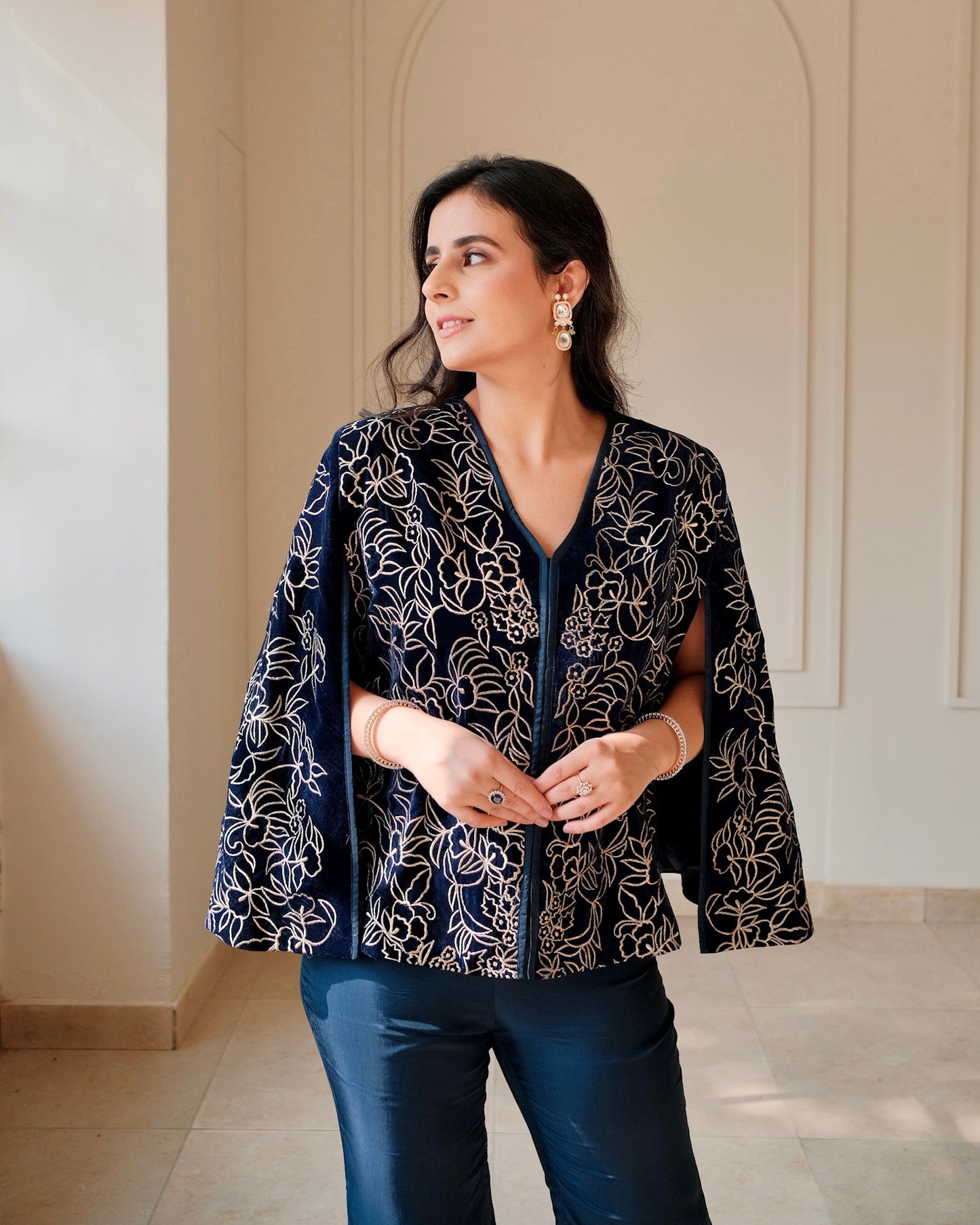 Nayaab Velvet Cape Set