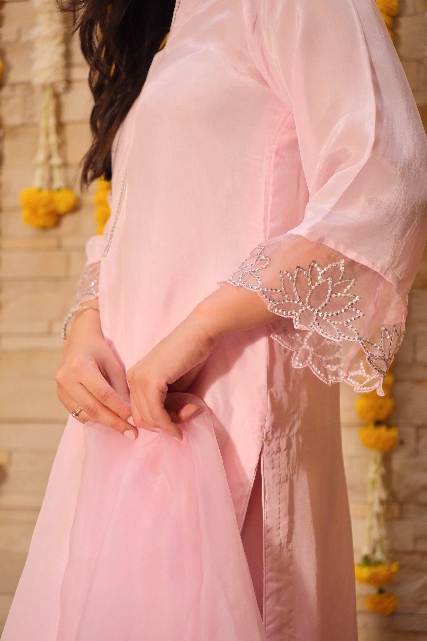 Blush Pink Semi Silk Suit Set