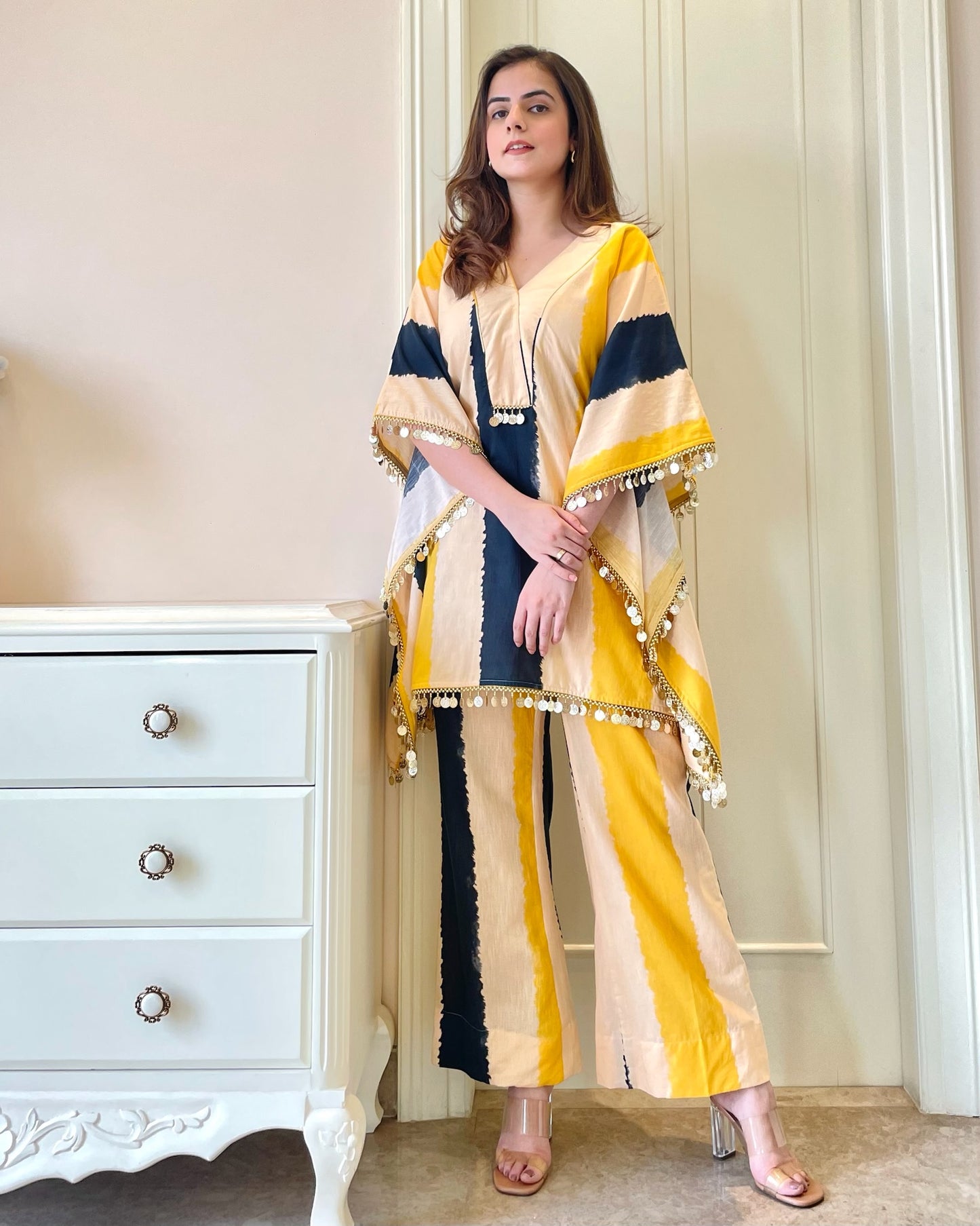 Boho Chic Striped Kaftan Co-ord Set