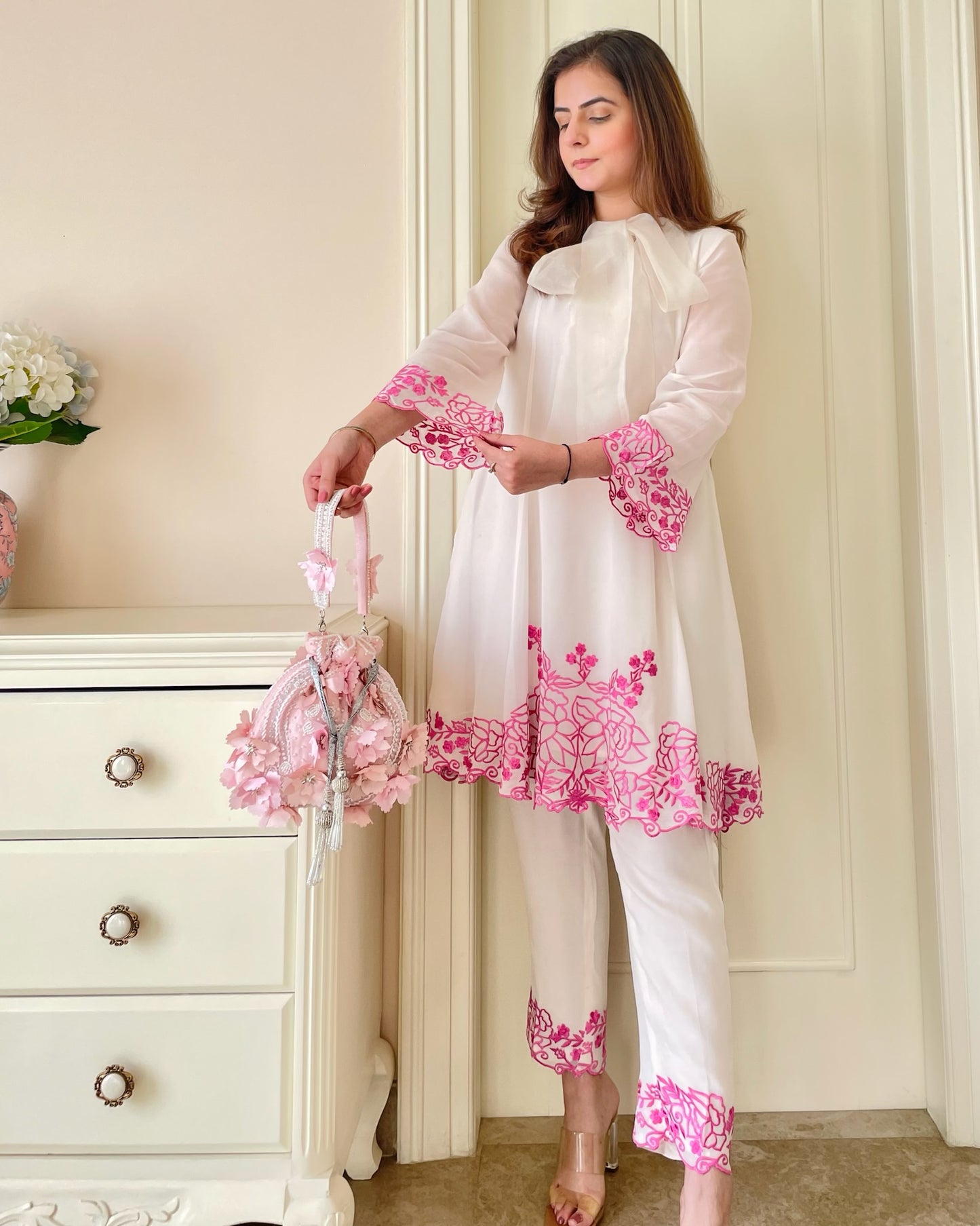 Ivory Blossom Georgette Co-ord Set