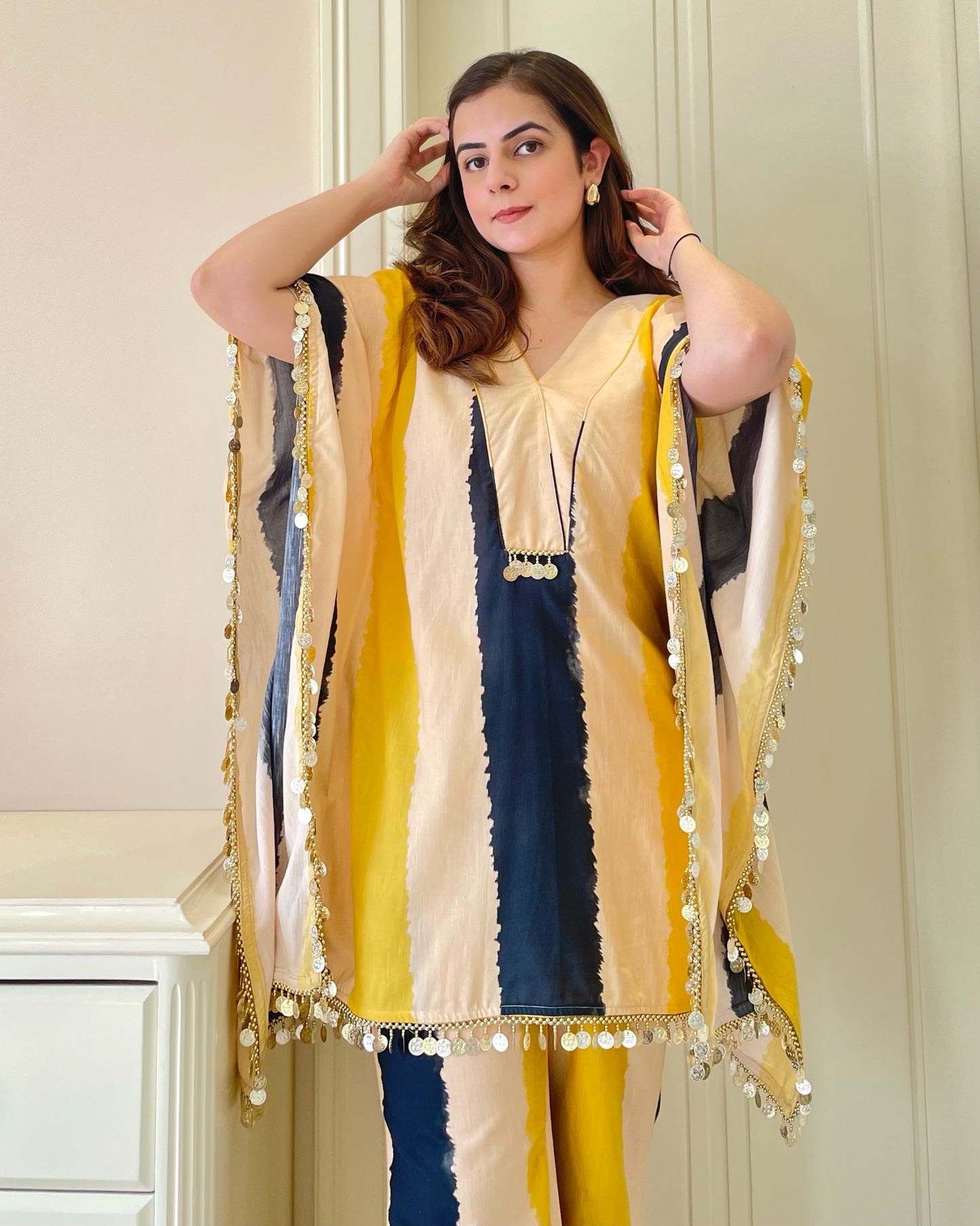 Boho Chic Striped Kaftan Co-ord Set