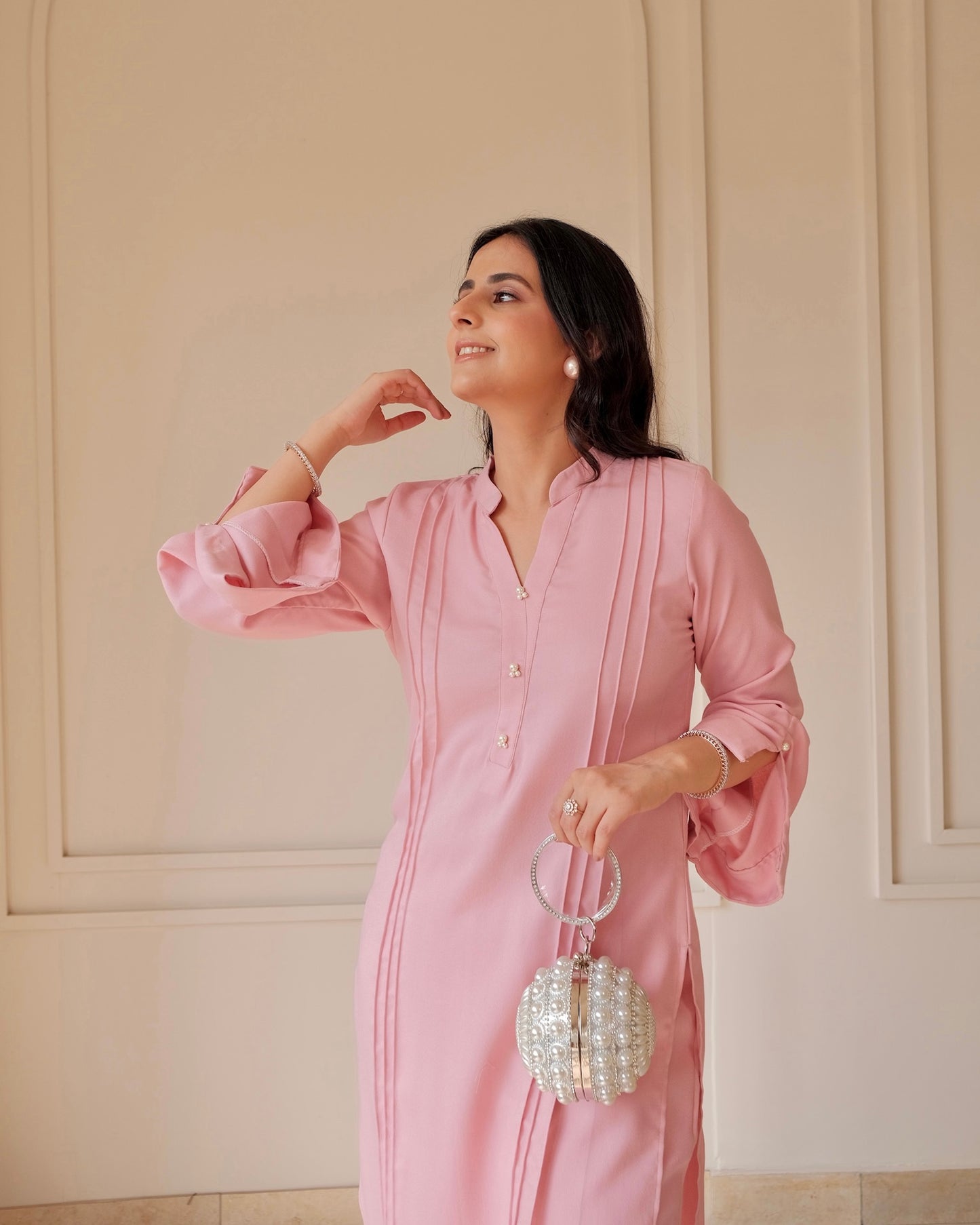 Pashmina Co-ord Set with Pearl Detailing